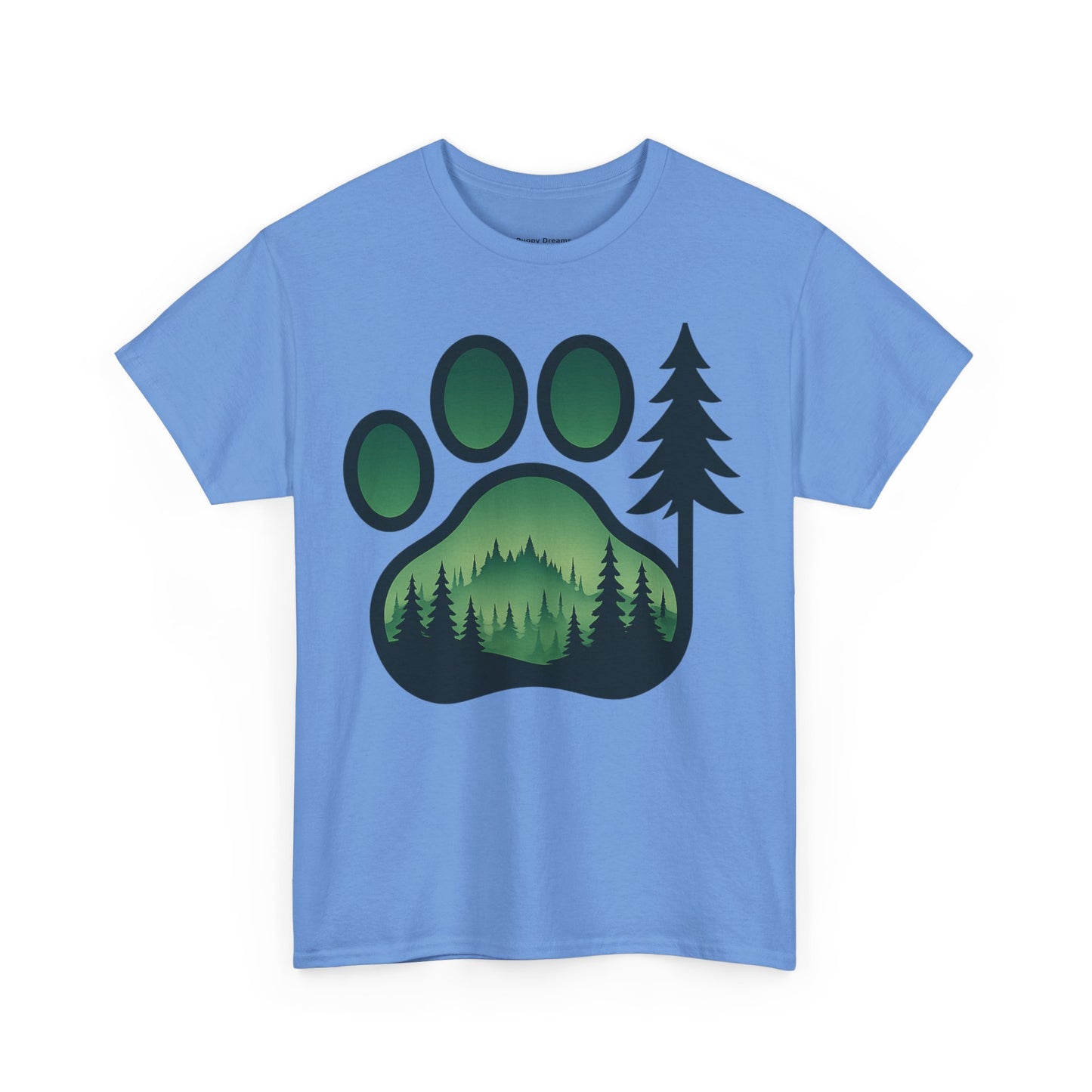 Eco-Friendly Unisex Cotton Tee with Forest and Paw Print Design, Nature Lover Gift, Animal Advocacy T-Shirt, Adventure Wear, Casual Outfit