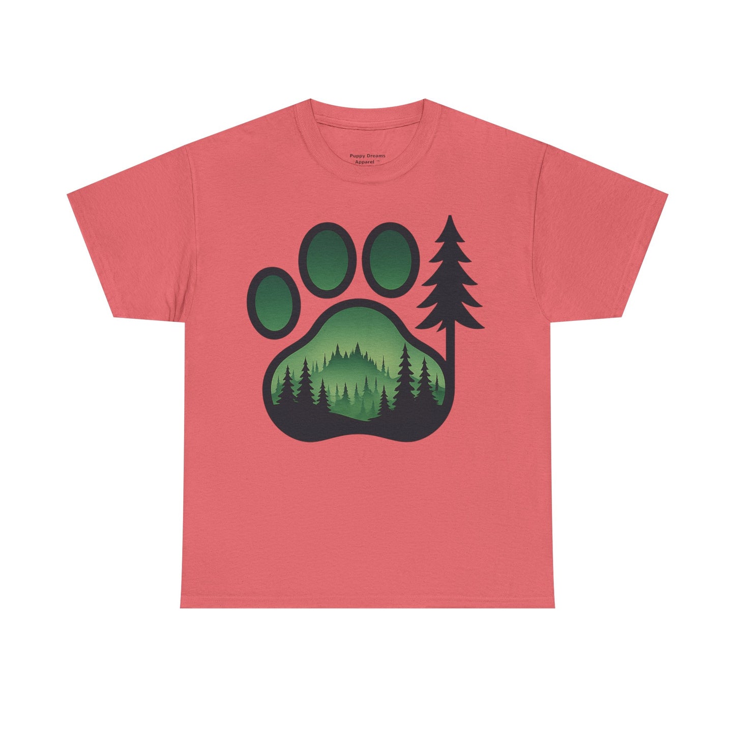 Eco-Friendly Unisex Cotton Tee with Forest and Paw Print Design, Nature Lover Gift, Animal Advocacy T-Shirt, Adventure Wear, Casual Outfit