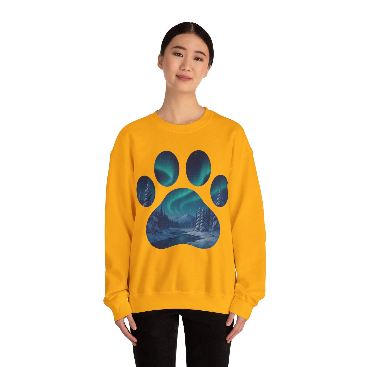 Cozy Wilderness Paw Print Sweatshirt | Unisex Crewneck, Nature Lover Gift, Eco-Friendly Apparel, Perfect for Campers, Animal Lovers