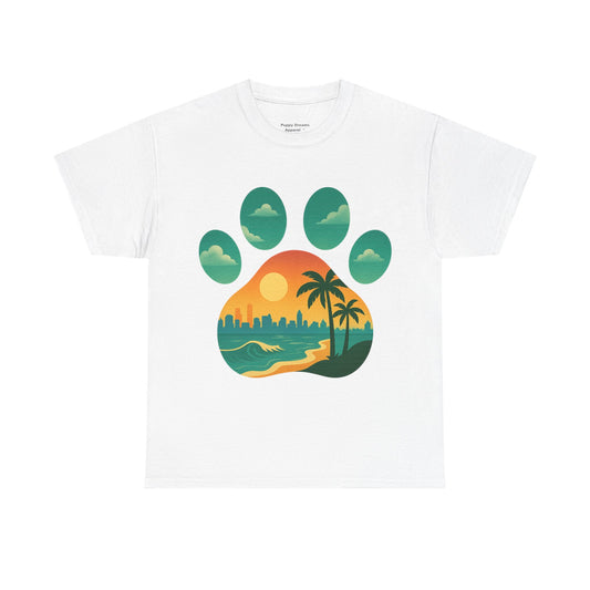 T-Shirt with Palm Tree Sunset Design, Beach Lover Gift, Unisex Shirt, Summer Vibes Tee, Casual Wear, Nature-Inspired Fashion