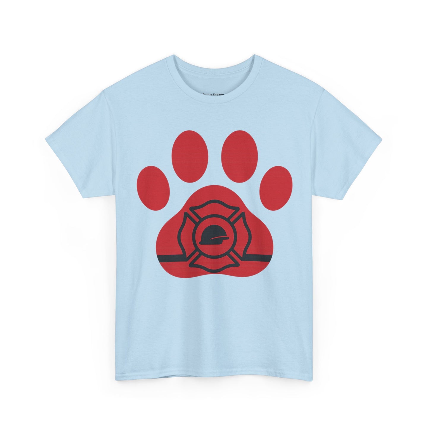 Firefighter Paw Print Tee, Unisex Heavy Cotton T-Shirt, Animal Lover Gift, Firefighter Appreciation, Casual Wear, Pet Lover Apparel