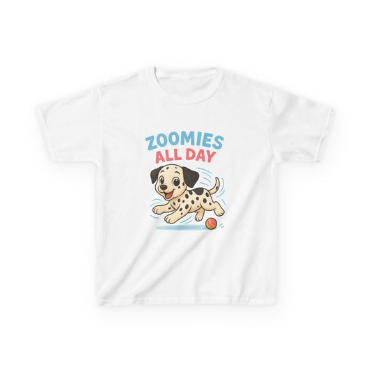 Kids Dalmatian Zoomies Tee, Funny Dog T-Shirt, Kids Playwear, Animal Lover Gift, Pet-Themed Apparel