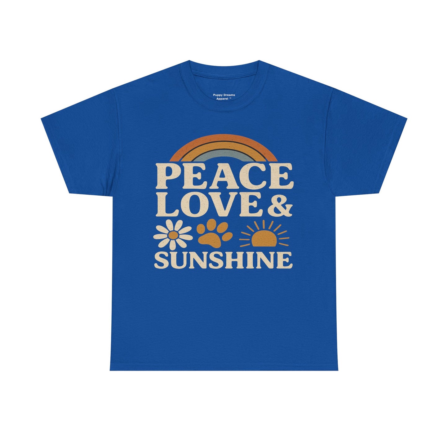 Peace Love Sunshine Unisex Heavy Cotton Tee – Cozy Vibes, Perfect for Casual Wear, Gift for Animal Lovers, Summer Days, Everyday Comfort