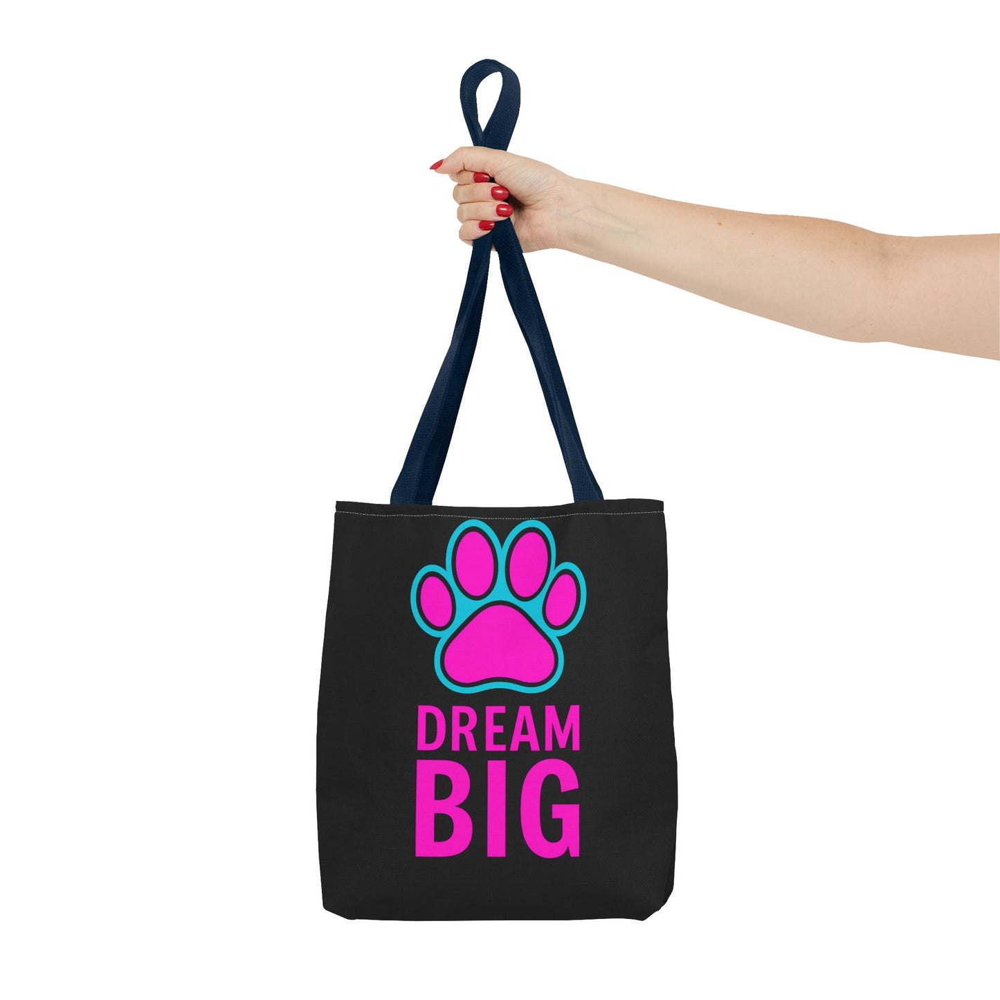 Dream Big Paw Print Tote Bag, Cute Dog Lover Gift, Pet Mom Accessory, Reusable Shopping Bag, Inspirational Dog Tote