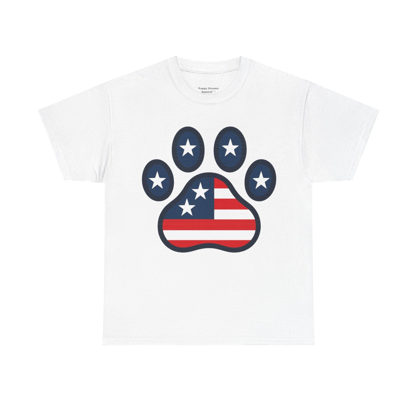 Patriotic Paw Print Tee, Cute Pet Lover T-shirt, Fashion Gift for Dog Owners, 4th of July Shirt, Casual Cotton Top