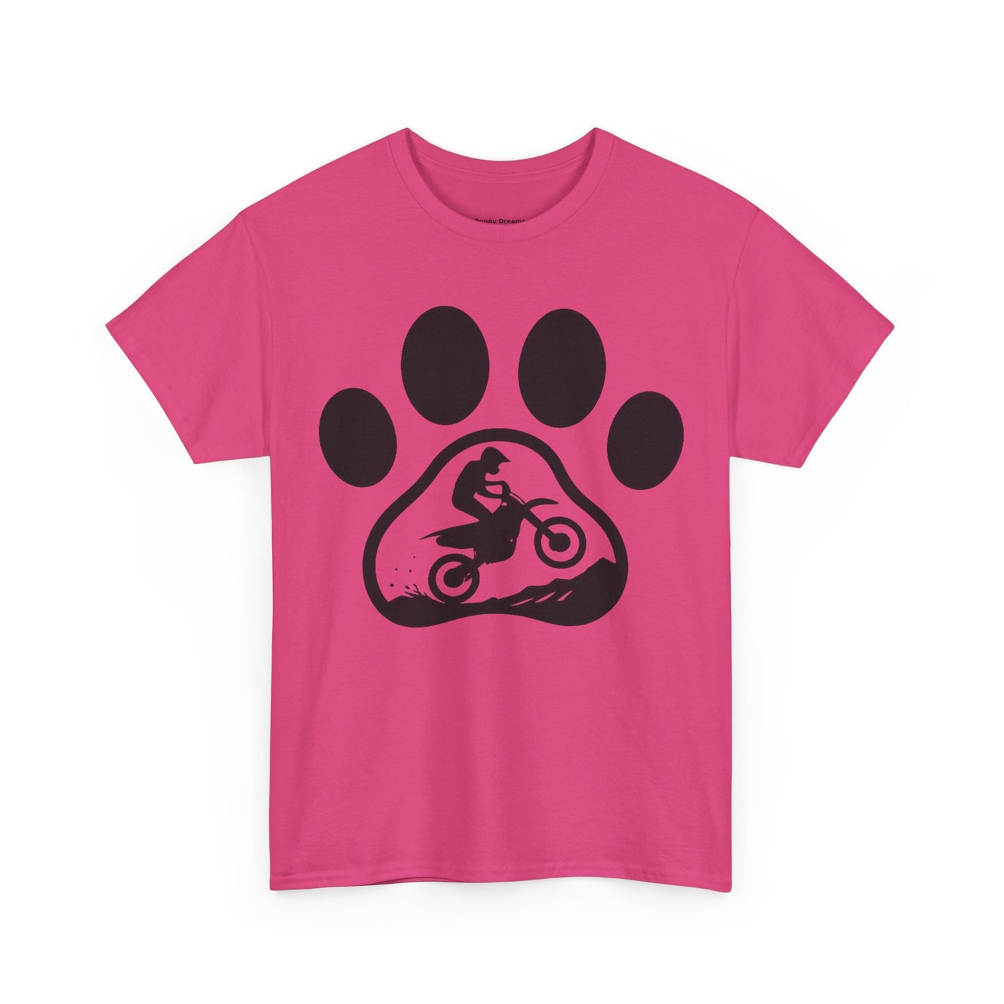 Motorcycle Paw Print Tee for Animal Lovers, Unisex Heavy Cotton Tee, Gift for Bikers, Dog Dad Shirt, Casual Wear, Paw Print Design