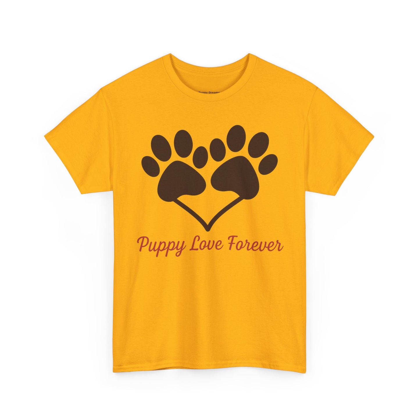 Puppy Love Forever Unisex Heavy Cotton Tee, Dog Lover Gift, Heart Paw Print Shirt, Pet Adoption Awareness, Animal Rescue T-Shirt