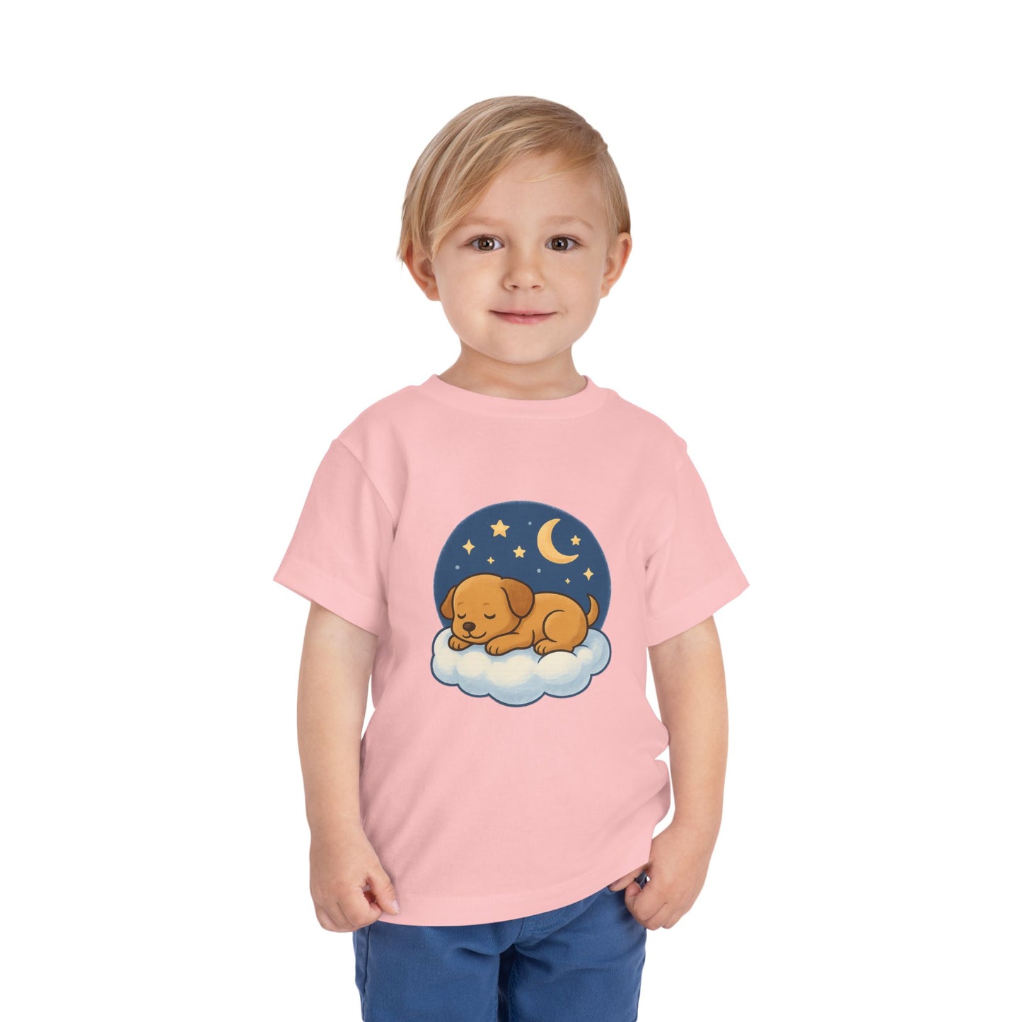 Sleepy Puppy Toddler Tee, Cute Dog Kids Shirt, Toddler Sleepwear, Baby Gift, Animal T-Shirt, Stars and Moon Design