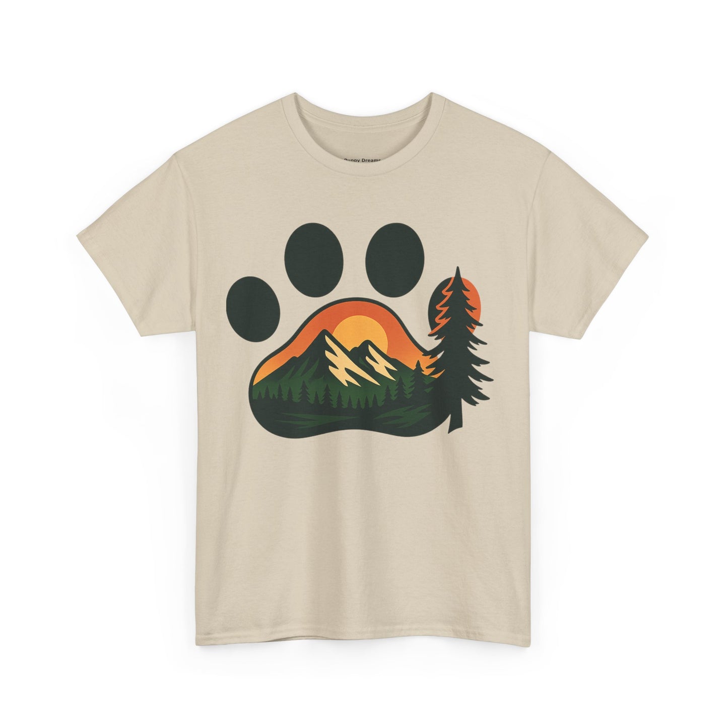 Nature-Inspired Paw Print Tee | Unisex Heavy Cotton T-Shirt for Animal Lovers, Outdoor Enthusiasts, Hiking, Camping, Gift Idea