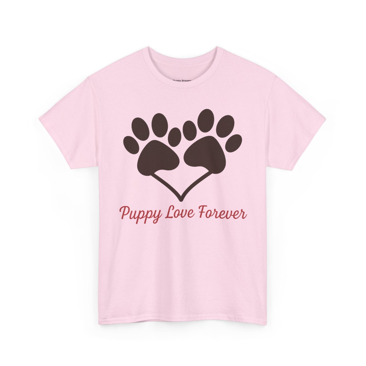 Puppy Love Forever Unisex Heavy Cotton Tee, Dog Lover Gift, Heart Paw Print Shirt, Pet Adoption Awareness, Animal Rescue T-Shirt
