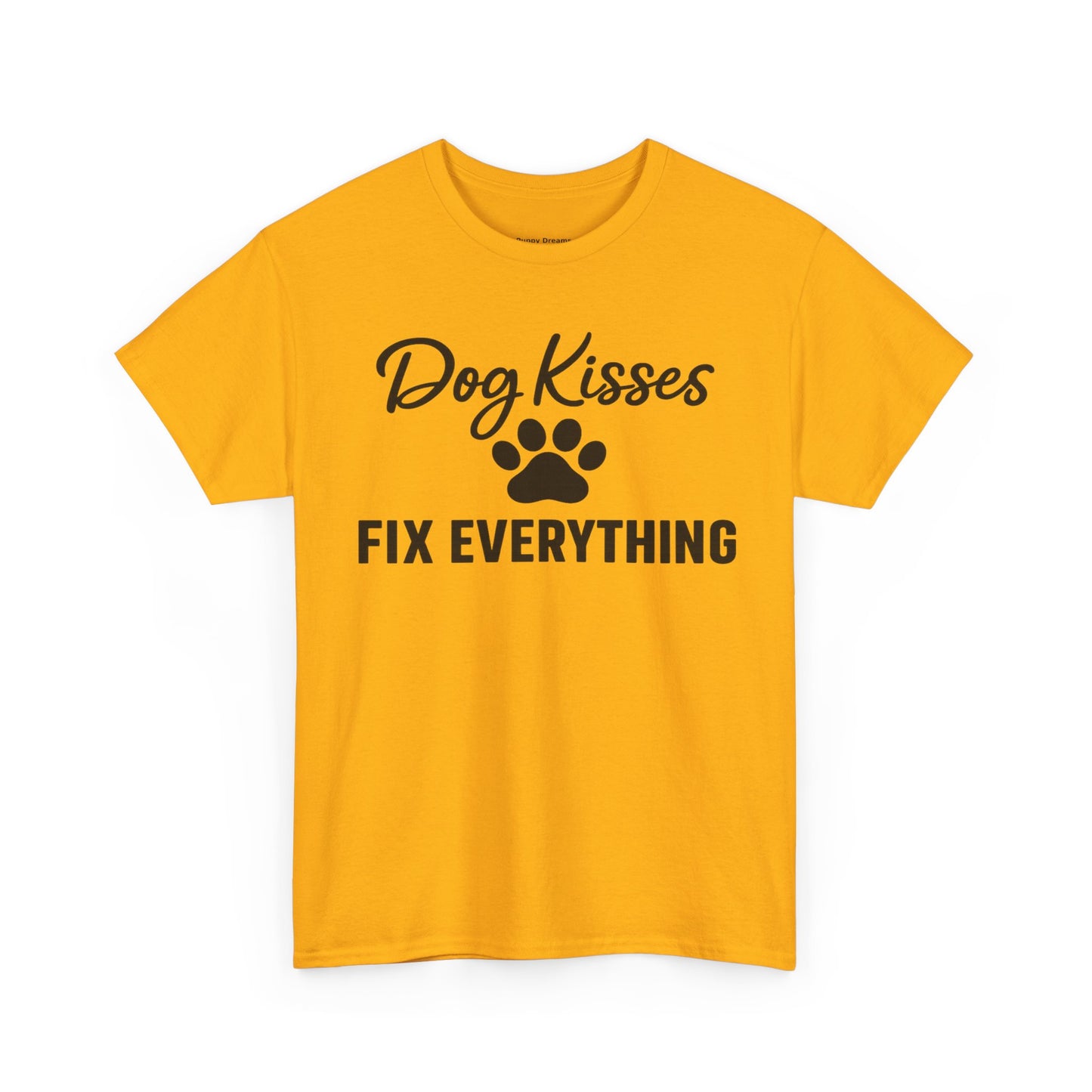 Dog Kisses Fix Everything Unisex Heavy Cotton Tee, Pet Lover Shirt, Gift for Dog Owners, Animal Rescue Supporter Tee, Casual Everyday Wear