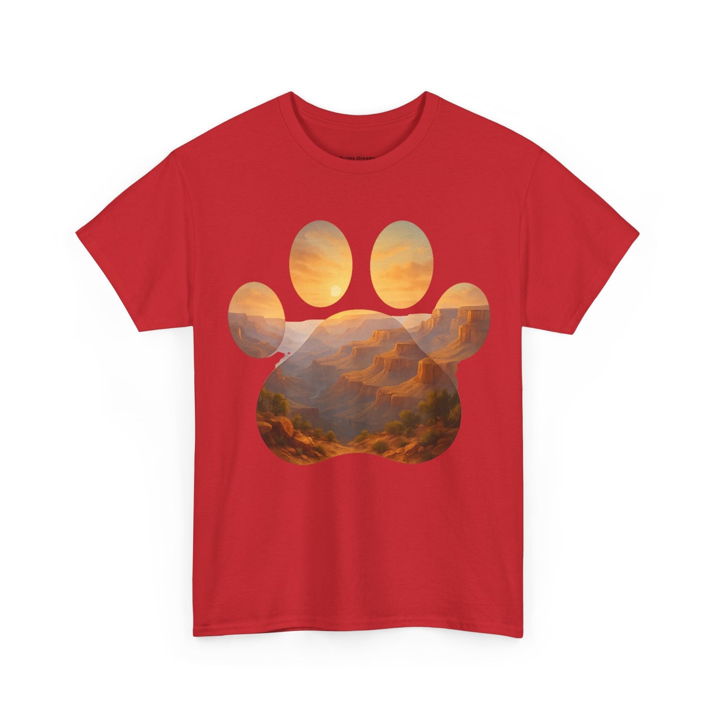 Sunset Paw Print Tee, Unisex T-Shirt for Pet Lovers, Cute Animal Graphic Shirt, Comfortable Everyday Wear, Gift for Dog Owners