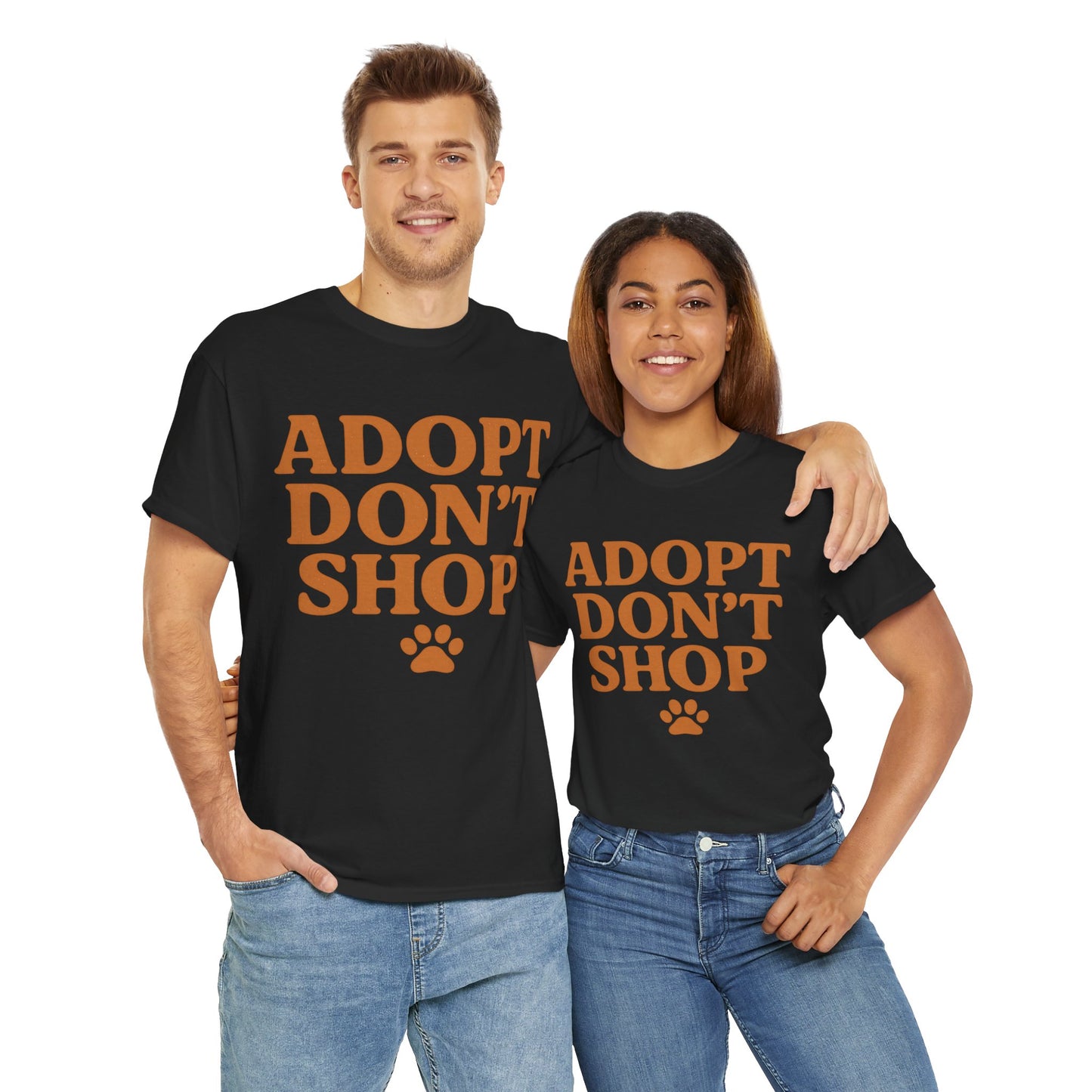 Adopt Don't Shop Unisex Heavy Cotton Tee, Pet Lover Gift, Animal Rescue T-Shirt, Ethical Fashion, Animal Rights, Casual Everyday Wear