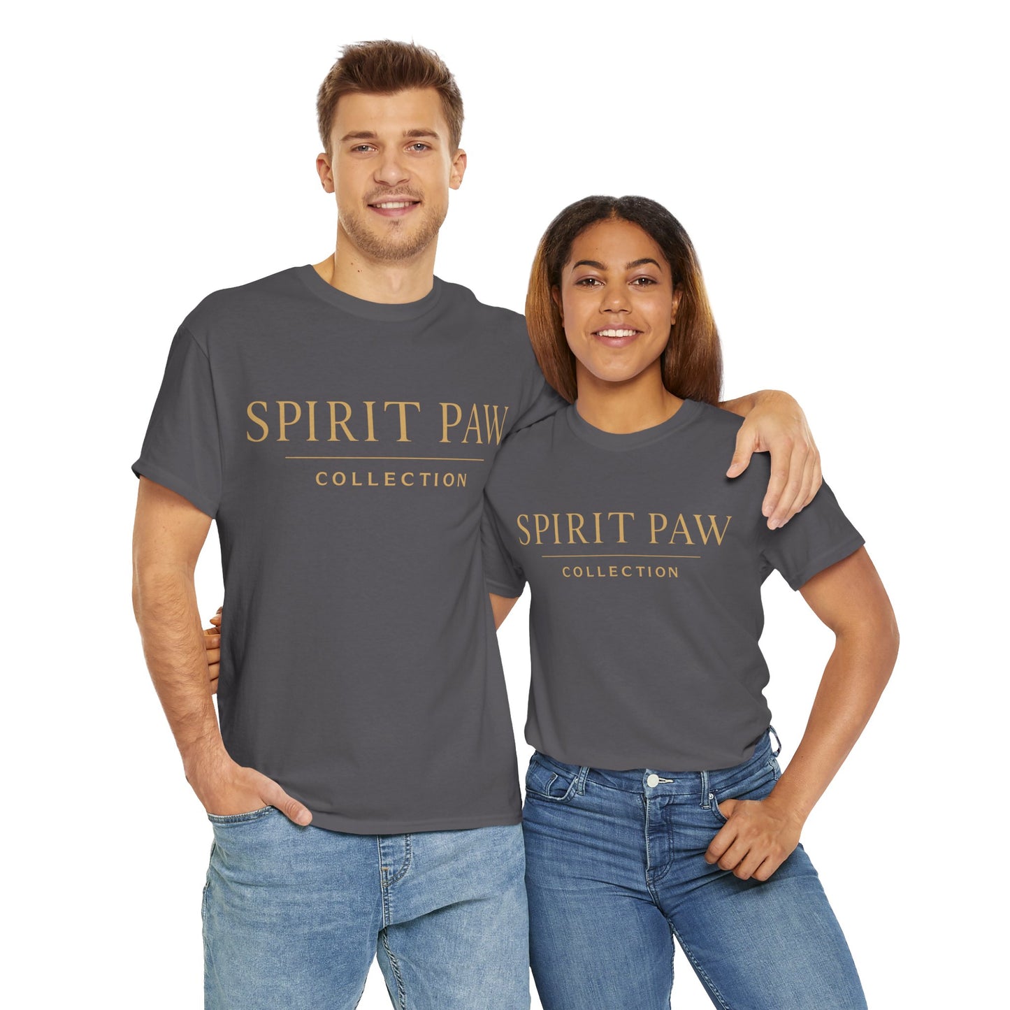 Unisex Spirit Paw Heavy Cotton Tee - Comfortable Tee for Animal Lovers, Casual Wear, Gift for Pet Owners, Everyday Style, Soft Cotton Shirt