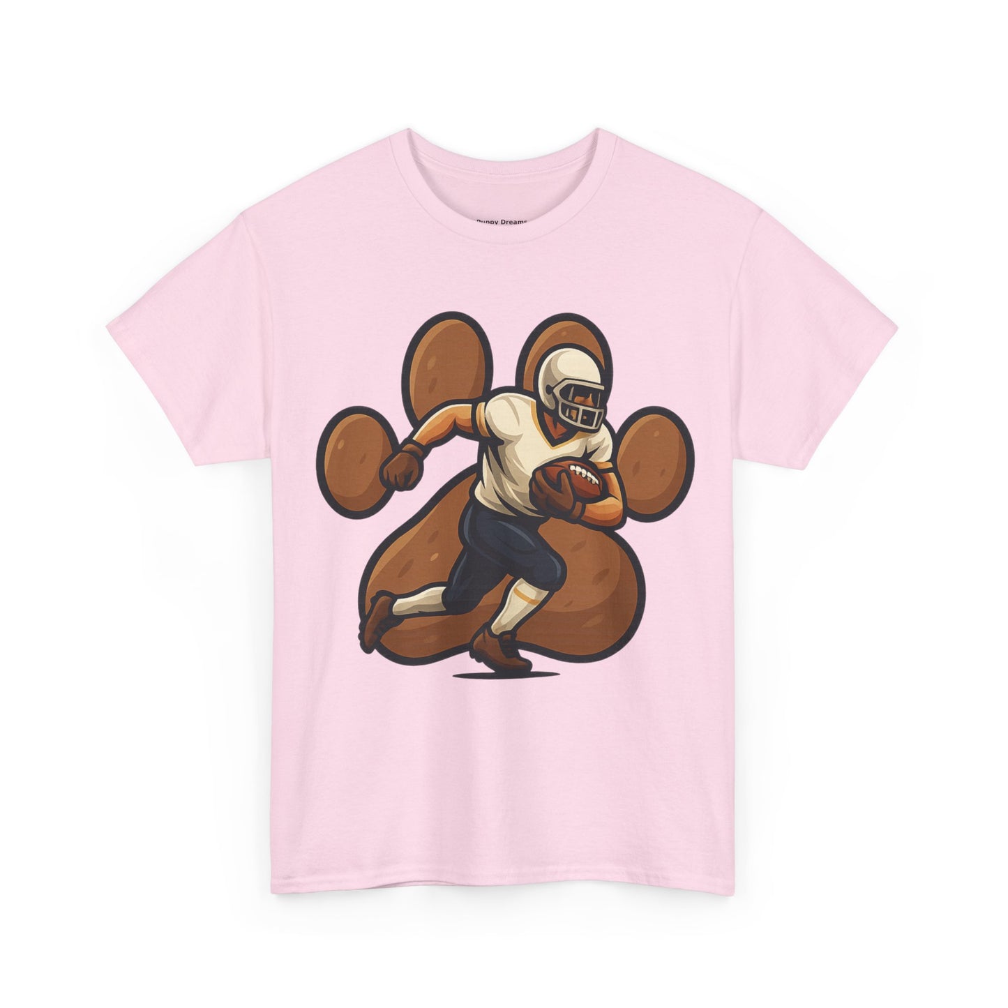 Football Paw Print Tee - Unisex Heavy Cotton T-Shirt, Sports Fan Gift, Game Day Apparel, Casual Wear, Team Spirit Tops