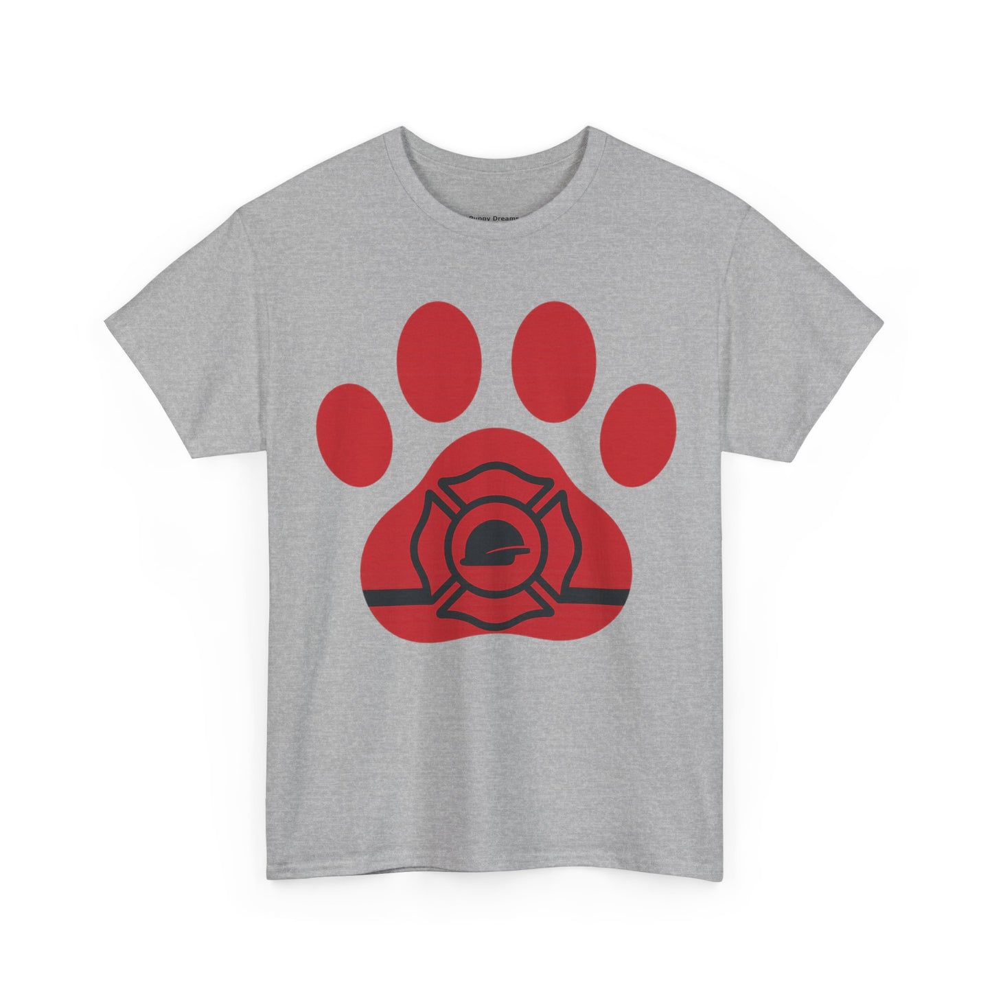 Firefighter Paw Print Tee, Unisex Heavy Cotton T-Shirt, Animal Lover Gift, Firefighter Appreciation, Casual Wear, Pet Lover Apparel