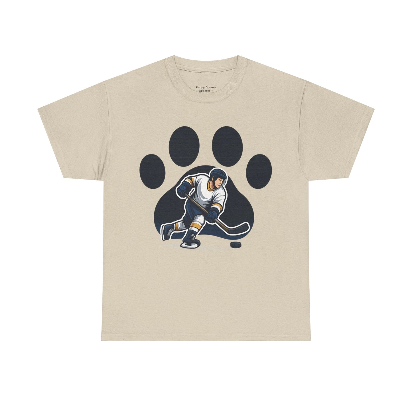 Hockey Paw Print Tee - Perfect for Ice Hockey Fans, Game Day Wear, Sports Events, Gifts for Athletes, Unisex Heavy Cotton T-Shirt