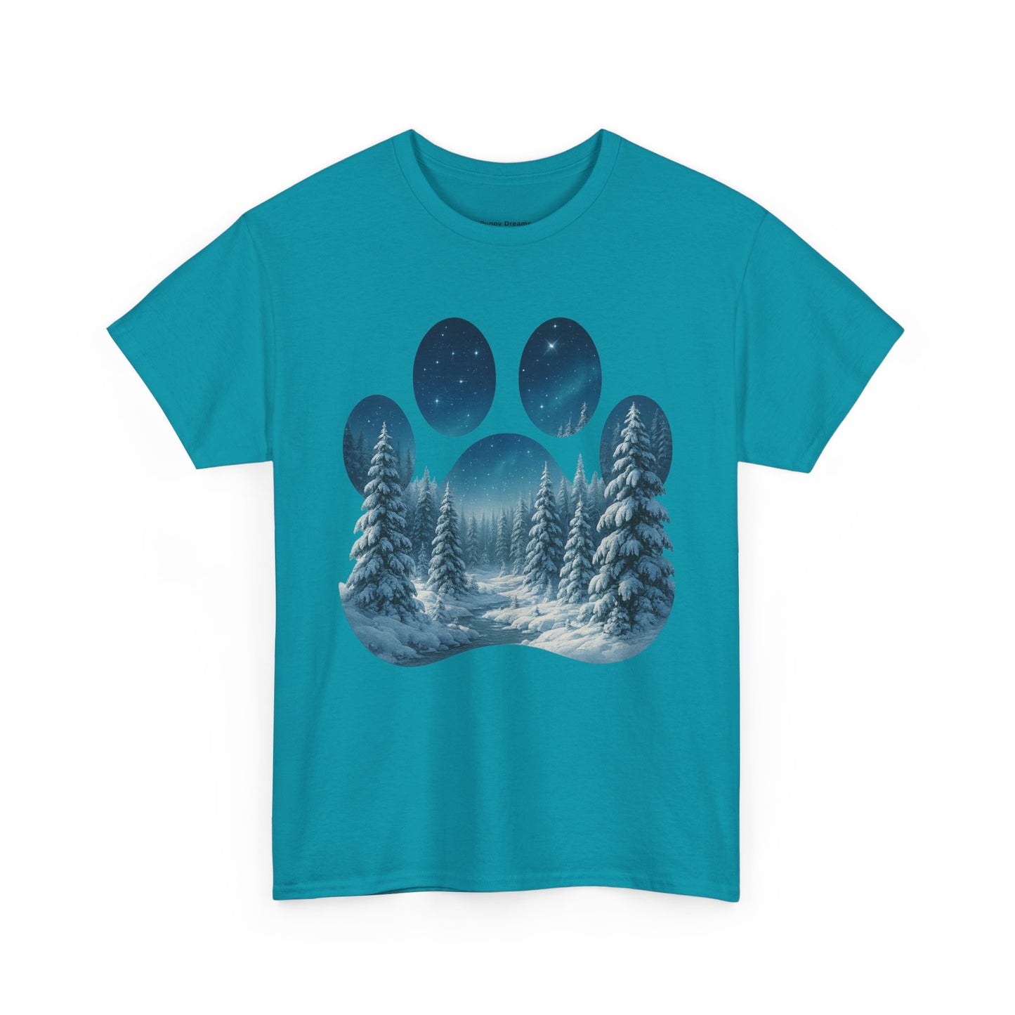 Nighttime Forest Scene Unisex Heavy Cotton Tee, Vintage Aesthetic T-Shirt, Nature Lover Gift, Outdoor Adventure Shirt, Cozy Casual Tee