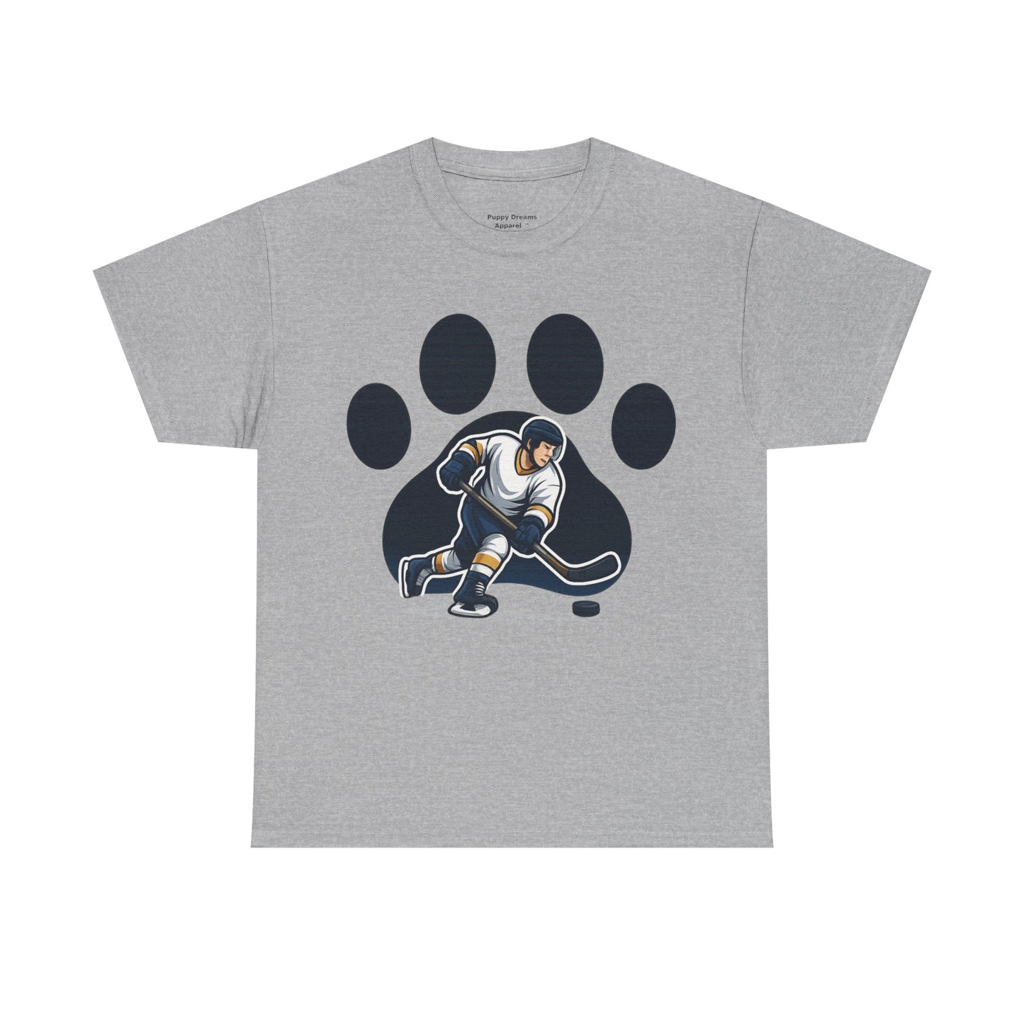 Hockey Paw Print Tee - Perfect for Ice Hockey Fans, Game Day Wear, Sports Events, Gifts for Athletes, Unisex Heavy Cotton T-Shirt