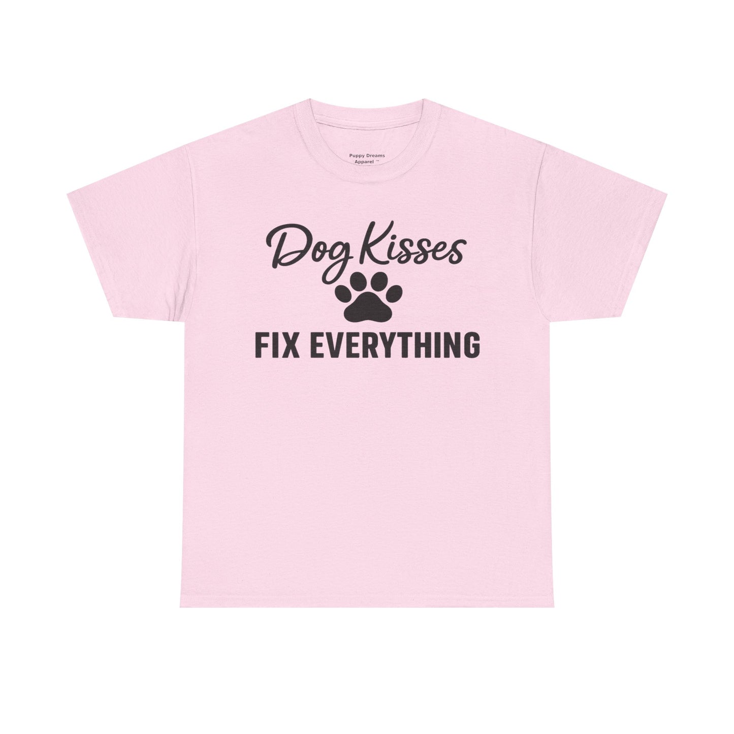 Dog Kisses Fix Everything Unisex Heavy Cotton Tee, Pet Lover Shirt, Gift for Dog Owners, Animal Rescue Supporter Tee, Casual Everyday Wear