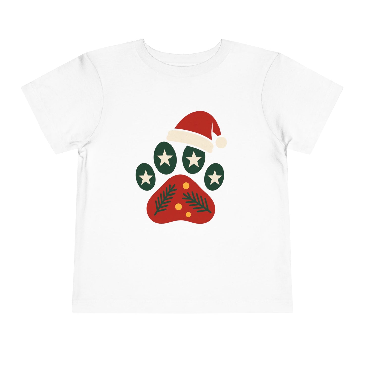 Festive Toddler Tee with Christmas Paw Print Design, Holiday Outfit, Kids Christmas Shirt, Cute Gift for Toddlers, Infant Apparel