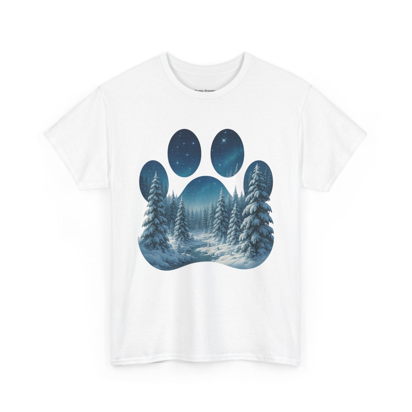 Nighttime Forest Scene Unisex Heavy Cotton Tee, Vintage Aesthetic T-Shirt, Nature Lover Gift, Outdoor Adventure Shirt, Cozy Casual Tee