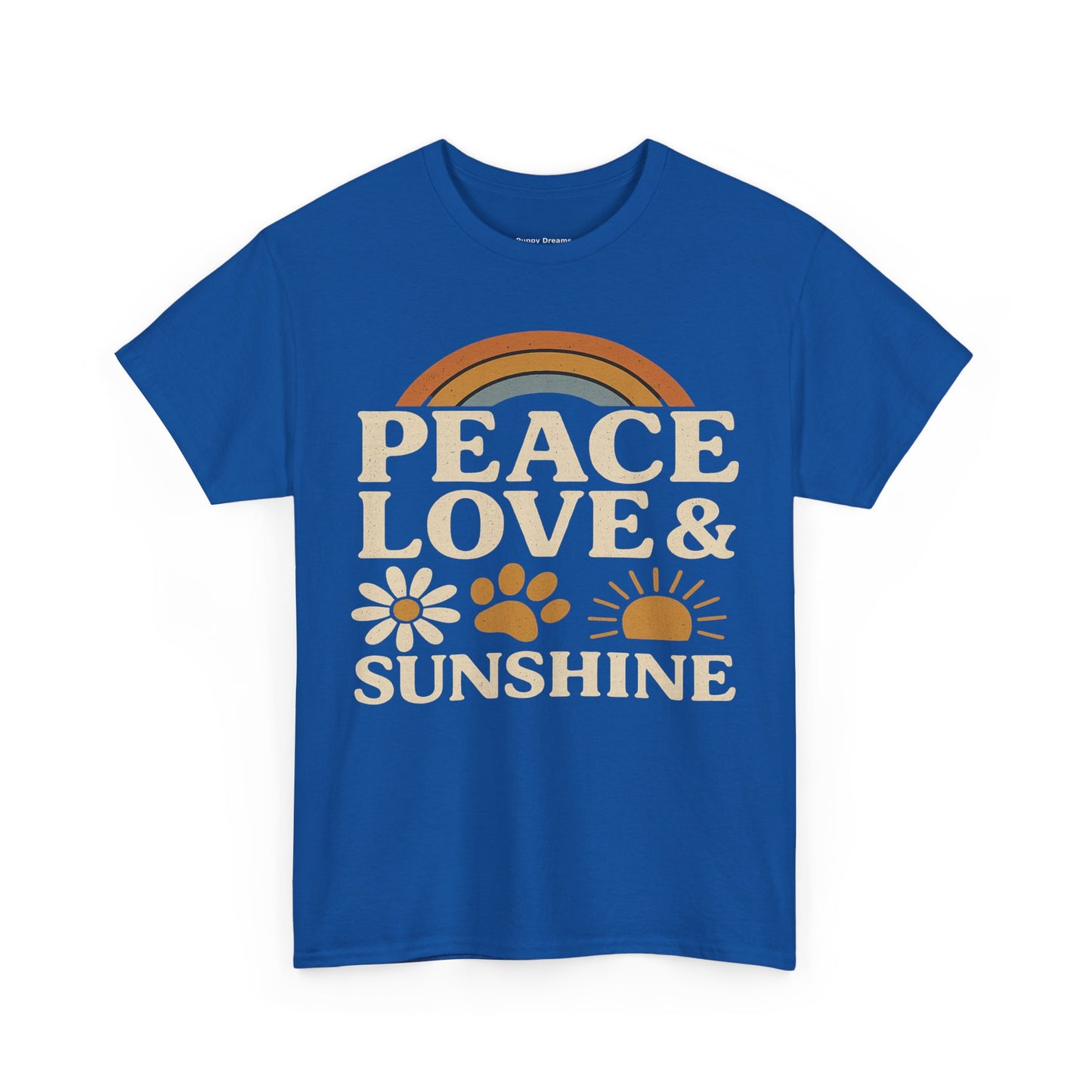 Peace Love Sunshine Unisex Heavy Cotton Tee – Cozy Vibes, Perfect for Casual Wear, Gift for Animal Lovers, Summer Days, Everyday Comfort