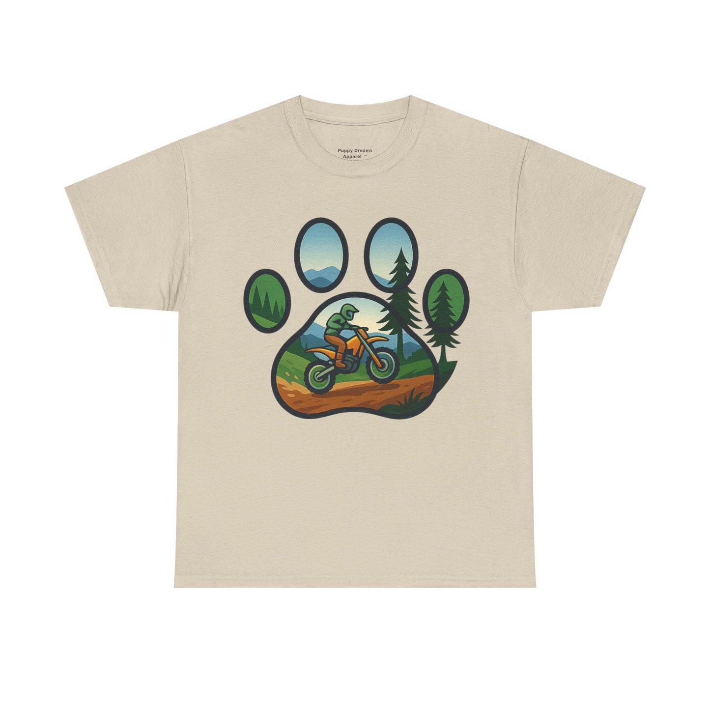 Adventure Paw Print T-Shirt, Unisex Cotton Tee, Outdoor Enthusiast Gift, Nature Lover Shirt, Motorcycle Graphics Tee