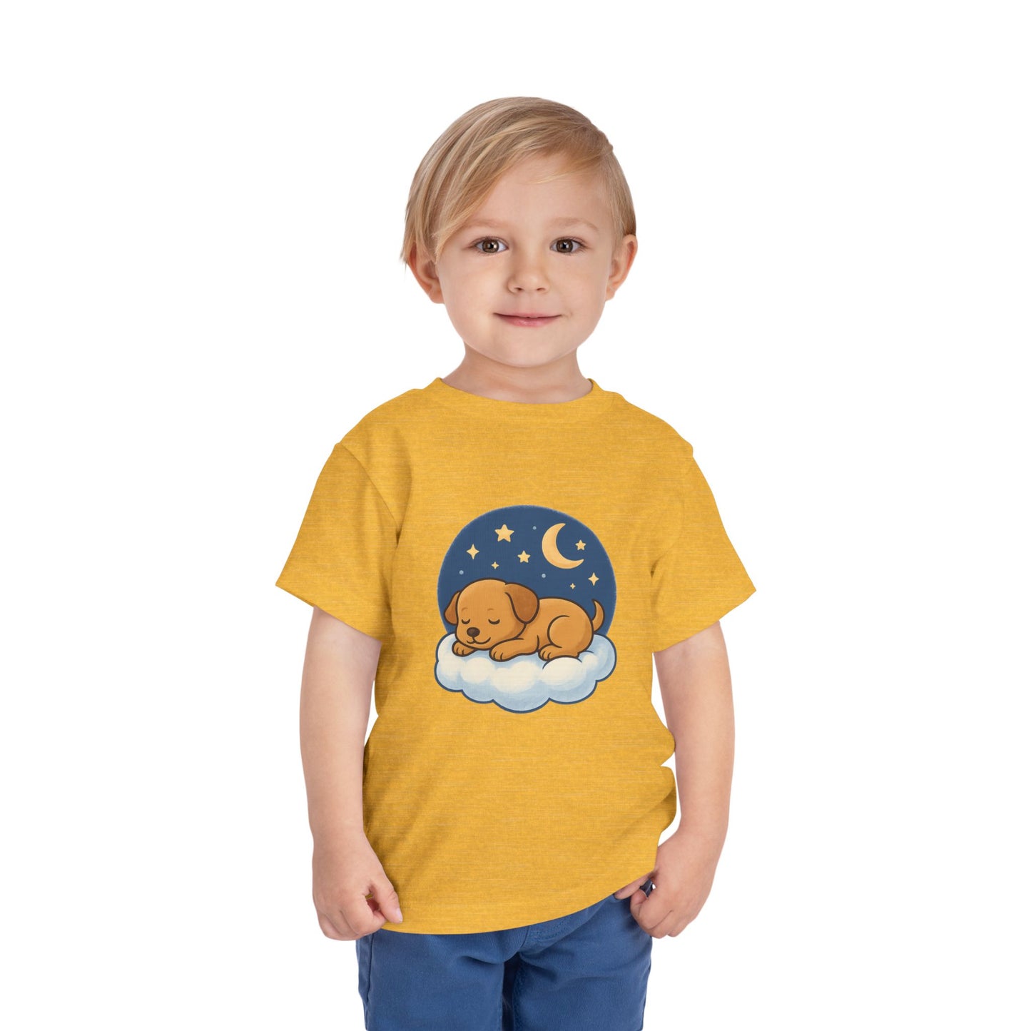 Sleepy Puppy Toddler Tee, Cute Dog Kids Shirt, Toddler Sleepwear, Baby Gift, Animal T-Shirt, Stars and Moon Design