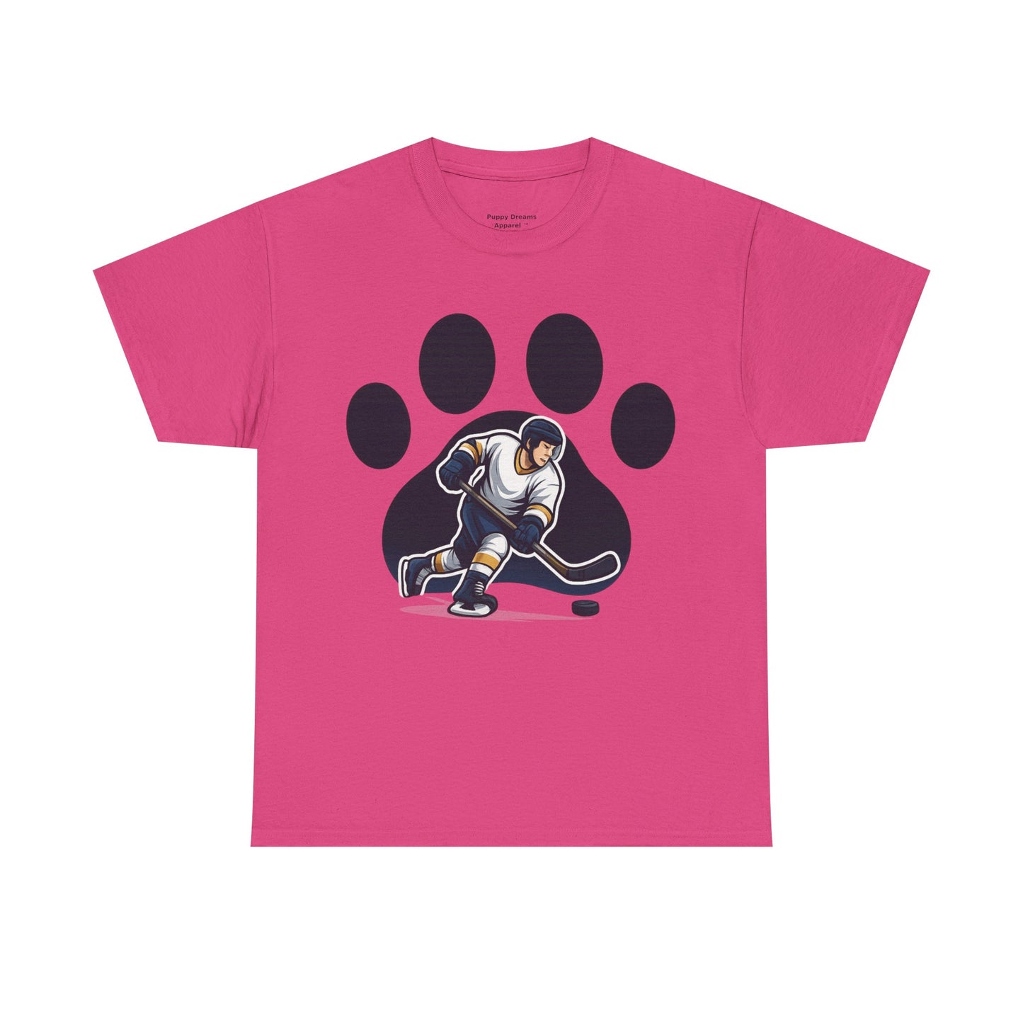 Hockey Paw Print Tee - Perfect for Ice Hockey Fans, Game Day Wear, Sports Events, Gifts for Athletes, Unisex Heavy Cotton T-Shirt