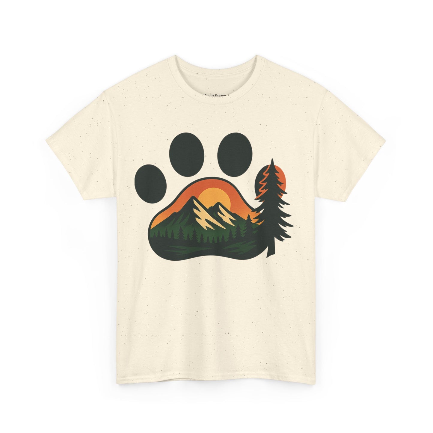 Nature-Inspired Paw Print Tee | Unisex Heavy Cotton T-Shirt for Animal Lovers, Outdoor Enthusiasts, Hiking, Camping, Gift Idea