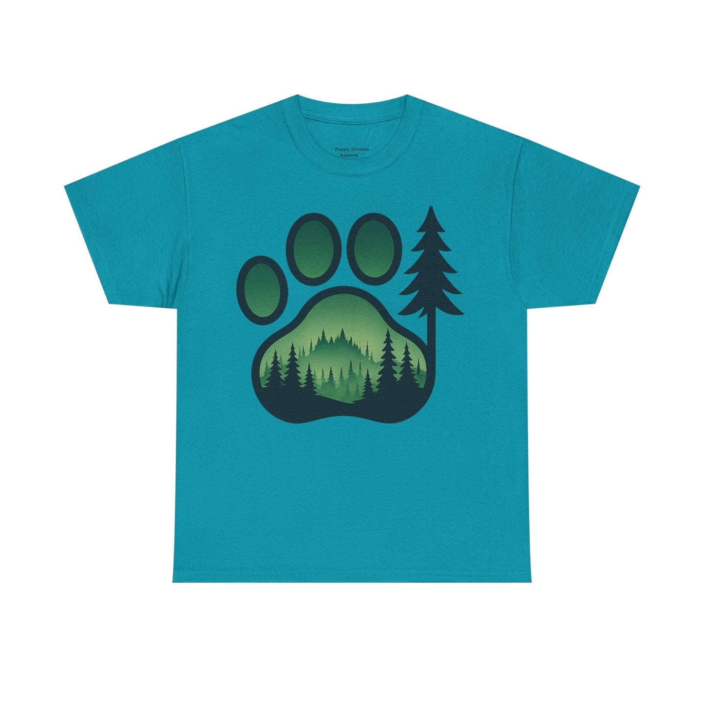 Eco-Friendly Unisex Cotton Tee with Forest and Paw Print Design, Nature Lover Gift, Animal Advocacy T-Shirt, Adventure Wear, Casual Outfit