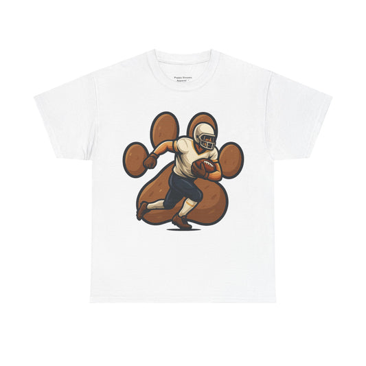 Football Paw Print Tee - Unisex Heavy Cotton T-Shirt, Sports Fan Gift, Game Day Apparel, Casual Wear, Team Spirit Tops