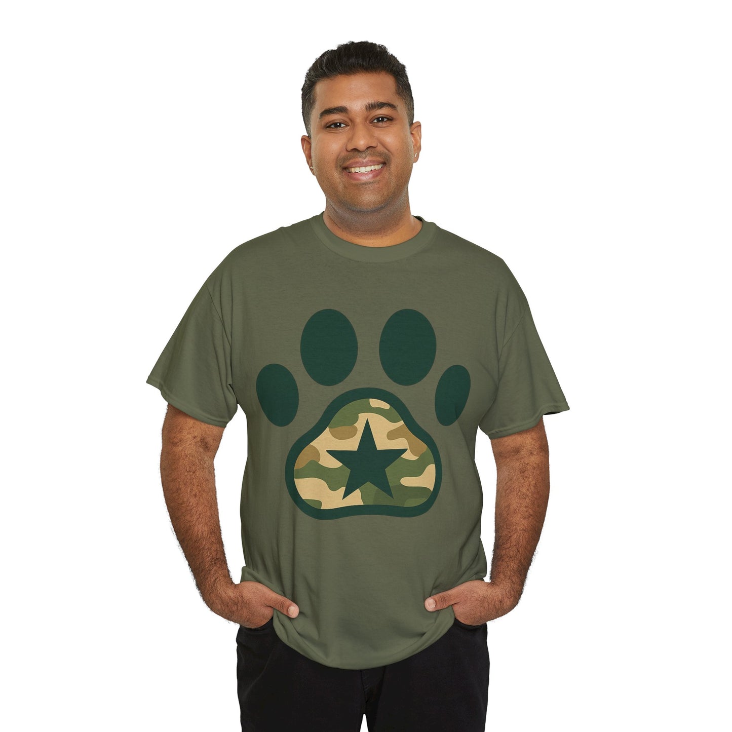 Camo Paw Print Tee, Animal Lover Shirt, Unisex Cotton T-Shirt, Pet Owner Gift, Casual Wear, Nature-Themed Apparel