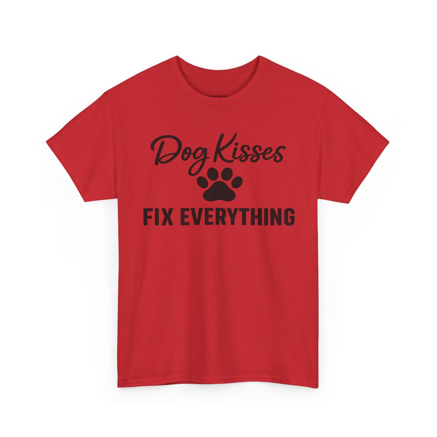Dog Kisses Fix Everything Unisex Heavy Cotton Tee, Pet Lover Shirt, Gift for Dog Owners, Animal Rescue Supporter Tee, Casual Everyday Wear
