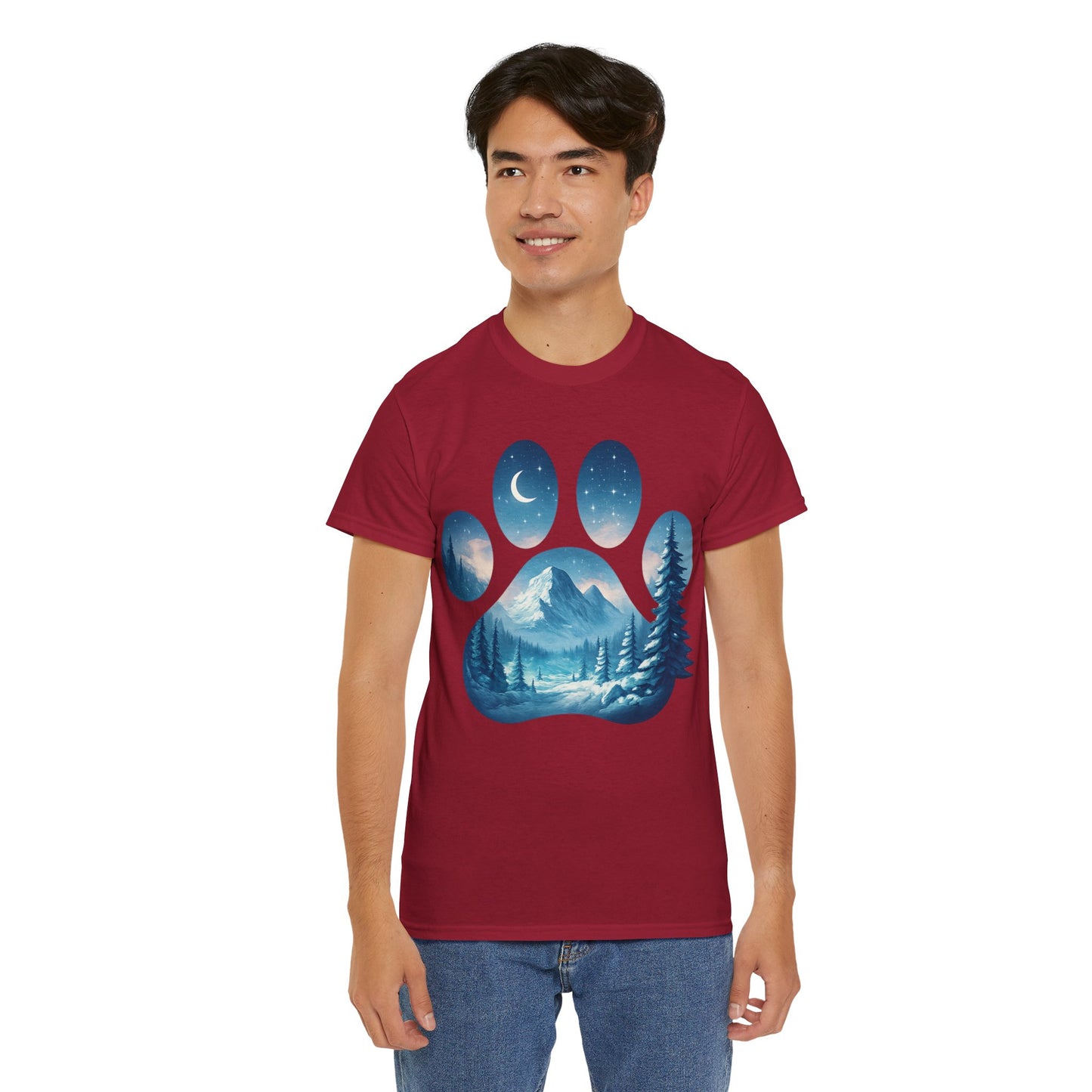 Nature-Inspired Paw Print Tee, Ideal for Pet Lovers, Perfect Gift for Birthdays, Relaxed Fit, Outdoor Adventures, Eco-Friendly