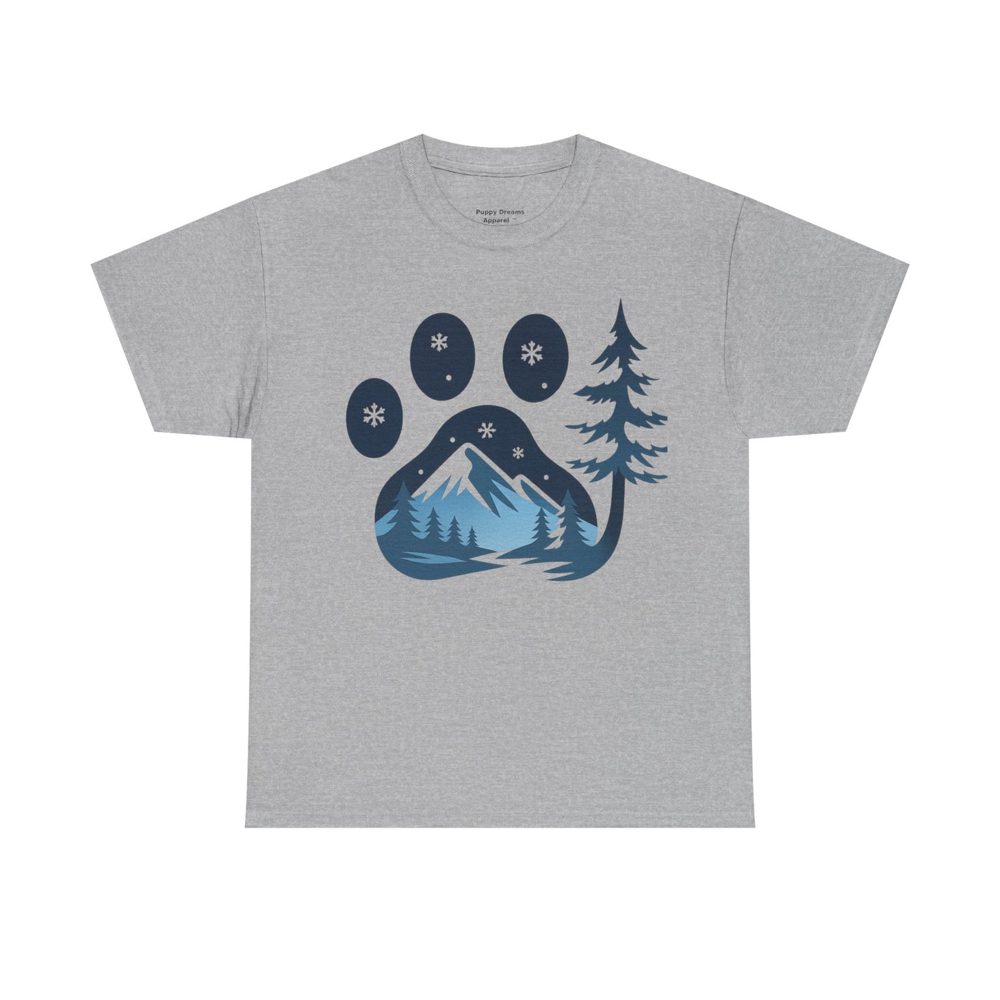 Mountain Paw Print Tee, Nature Lover Gift, Hiking T-Shirt, Animal Print Shirt, Unisex Graphic Tee, Outdoor Adventure Wear