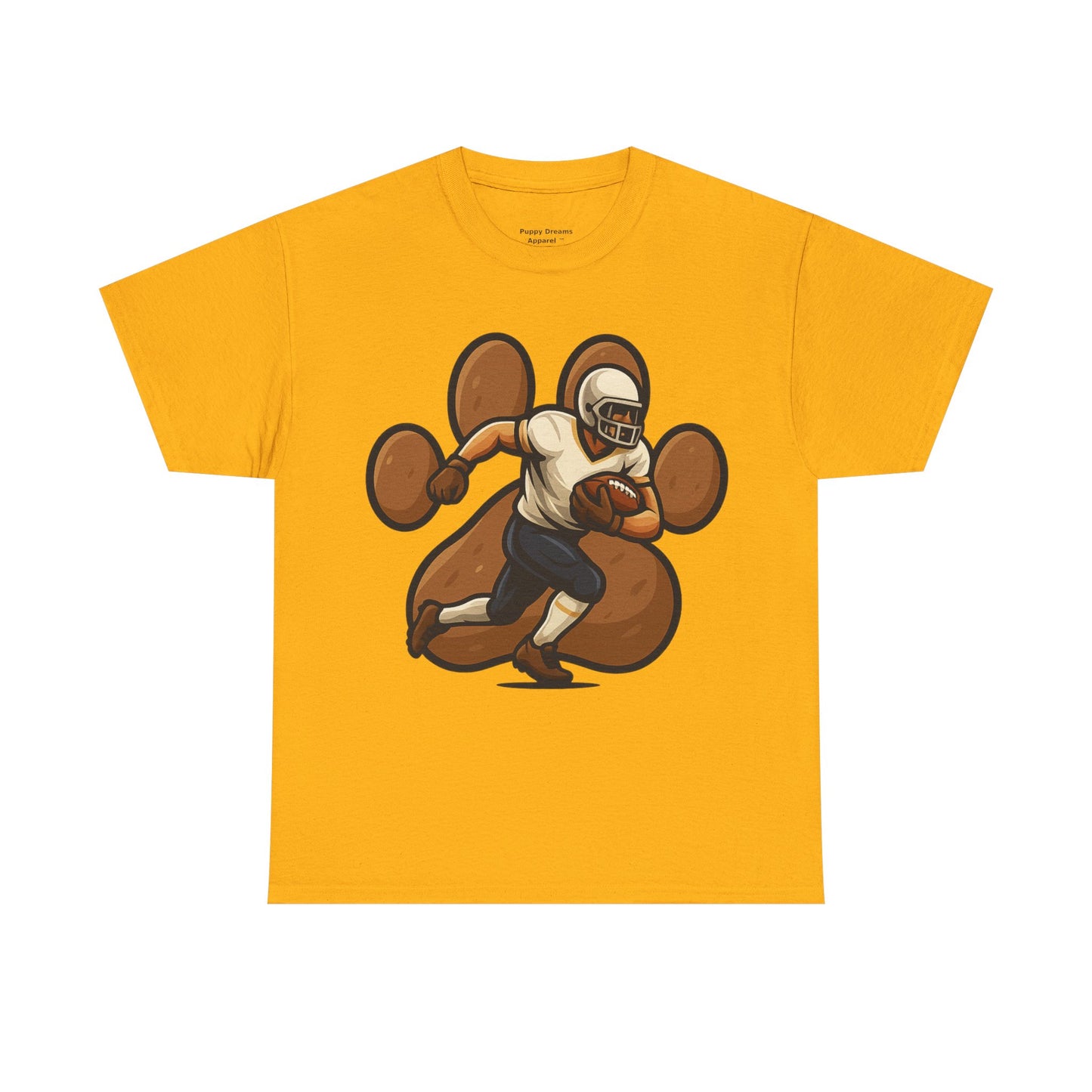 Football Paw Print Tee - Unisex Heavy Cotton T-Shirt, Sports Fan Gift, Game Day Apparel, Casual Wear, Team Spirit Tops