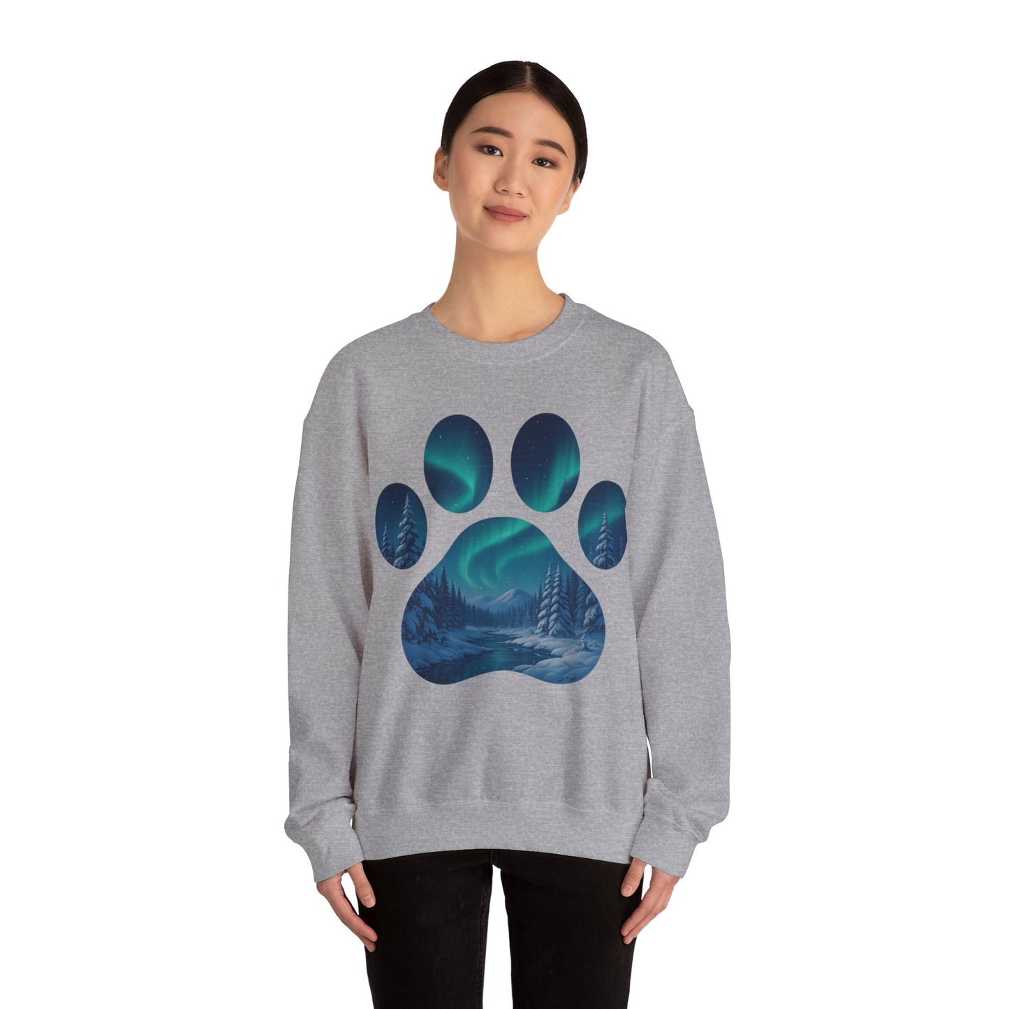 Cozy Wilderness Paw Print Sweatshirt | Unisex Crewneck, Nature Lover Gift, Eco-Friendly Apparel, Perfect for Campers, Animal Lovers