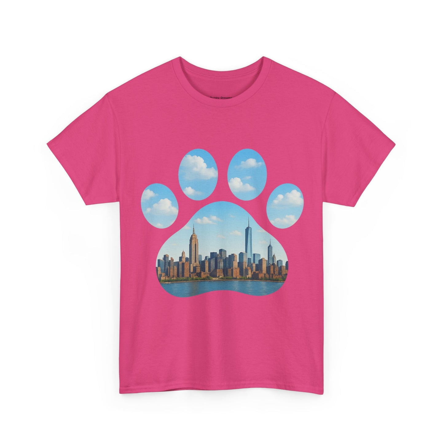 Cityscape Paw Print Unisex Heavy Cotton Tee, Dog Lover Gift, Casual Wear, Pet-Themed Apparel, Animal Lover Shirt, Nature-Inspired Tee