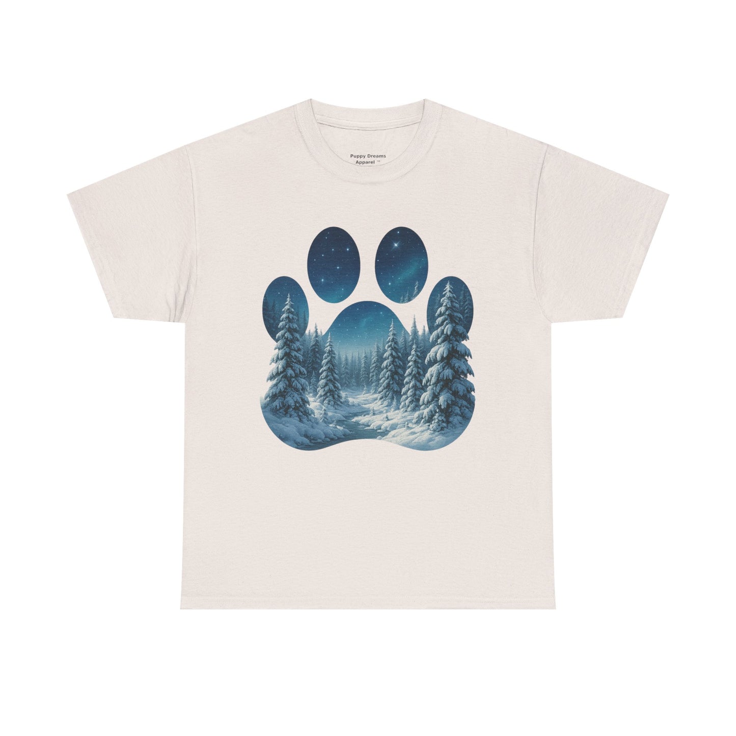 Nighttime Forest Scene Unisex Heavy Cotton Tee, Vintage Aesthetic T-Shirt, Nature Lover Gift, Outdoor Adventure Shirt, Cozy Casual Tee