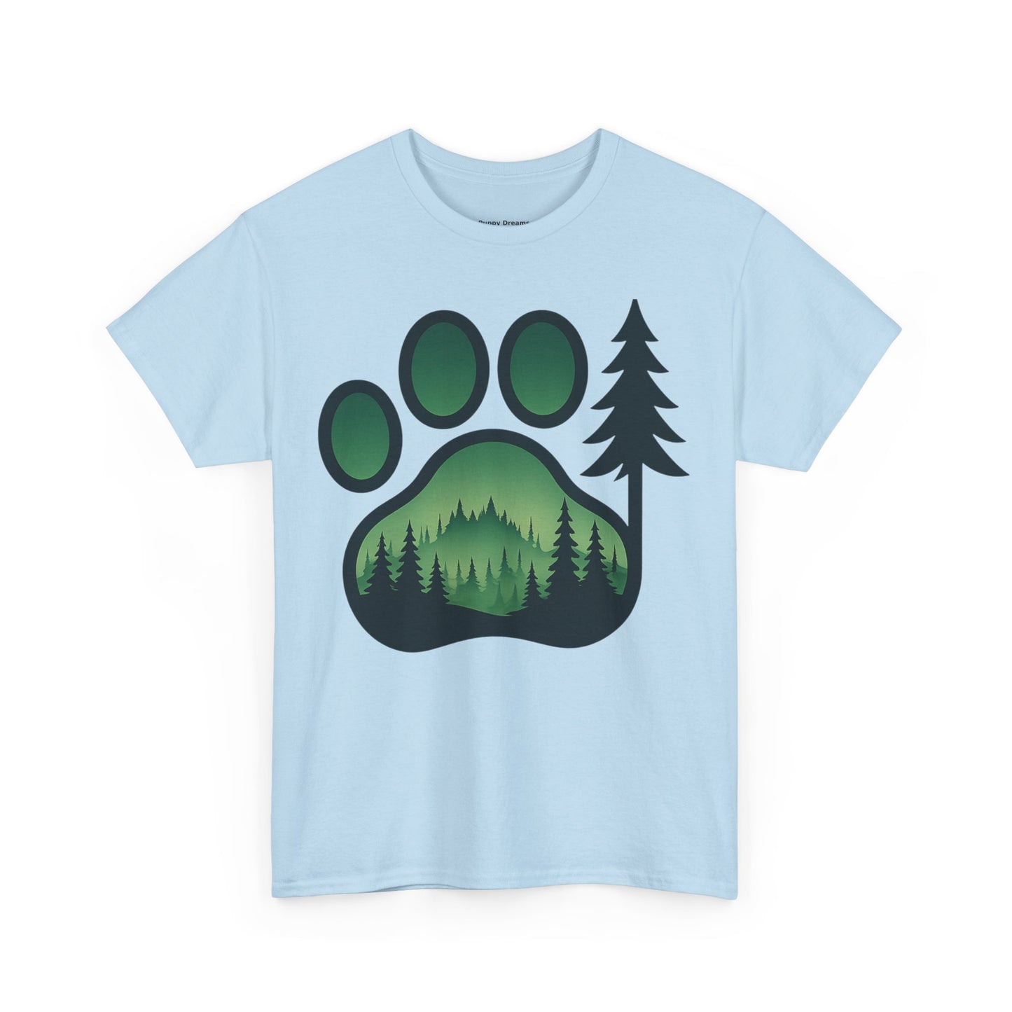 Eco-Friendly Unisex Cotton Tee with Forest and Paw Print Design, Nature Lover Gift, Animal Advocacy T-Shirt, Adventure Wear, Casual Outfit