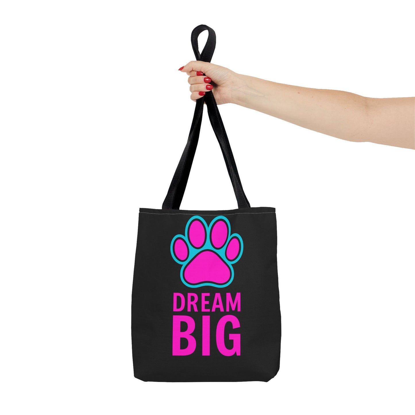Dream Big Paw Print Tote Bag, Cute Dog Lover Gift, Pet Mom Accessory, Reusable Shopping Bag, Inspirational Dog Tote