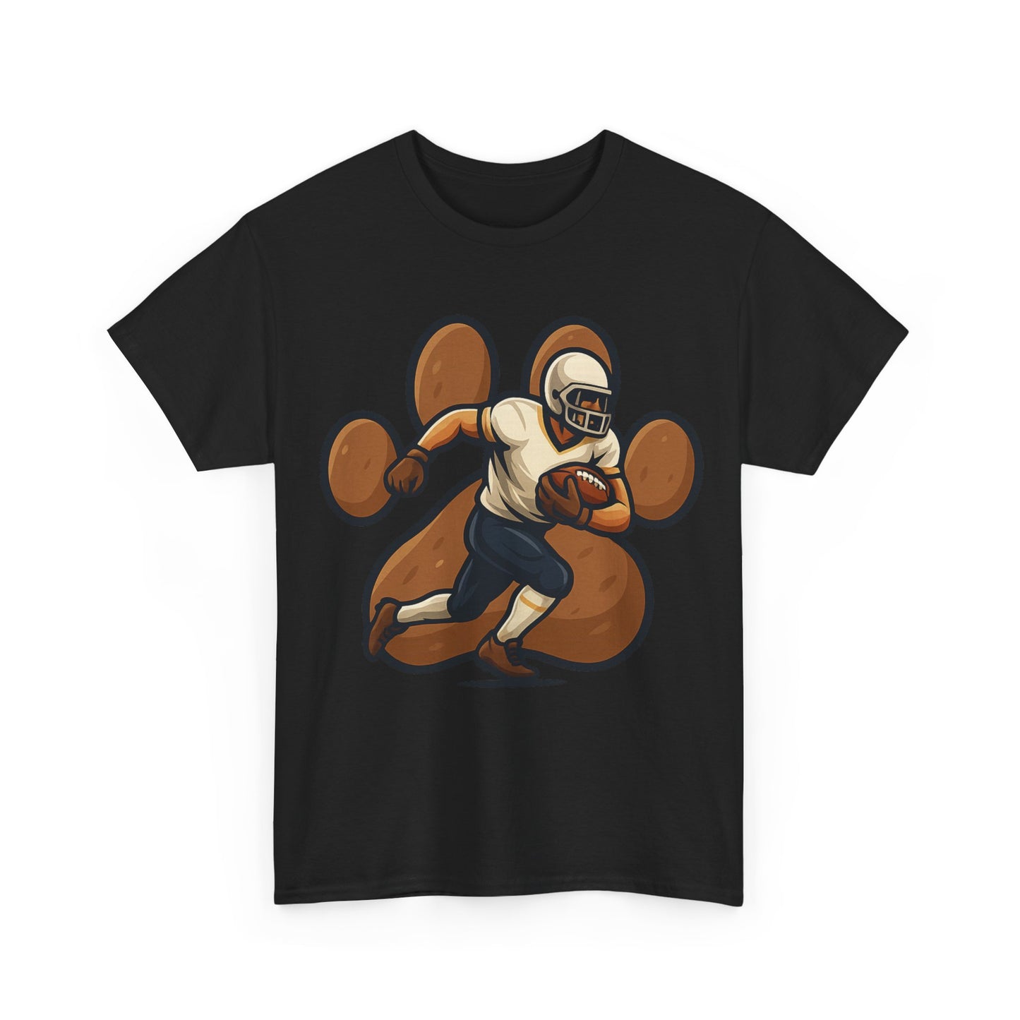 Football Paw Print Tee - Unisex Heavy Cotton T-Shirt, Sports Fan Gift, Game Day Apparel, Casual Wear, Team Spirit Tops