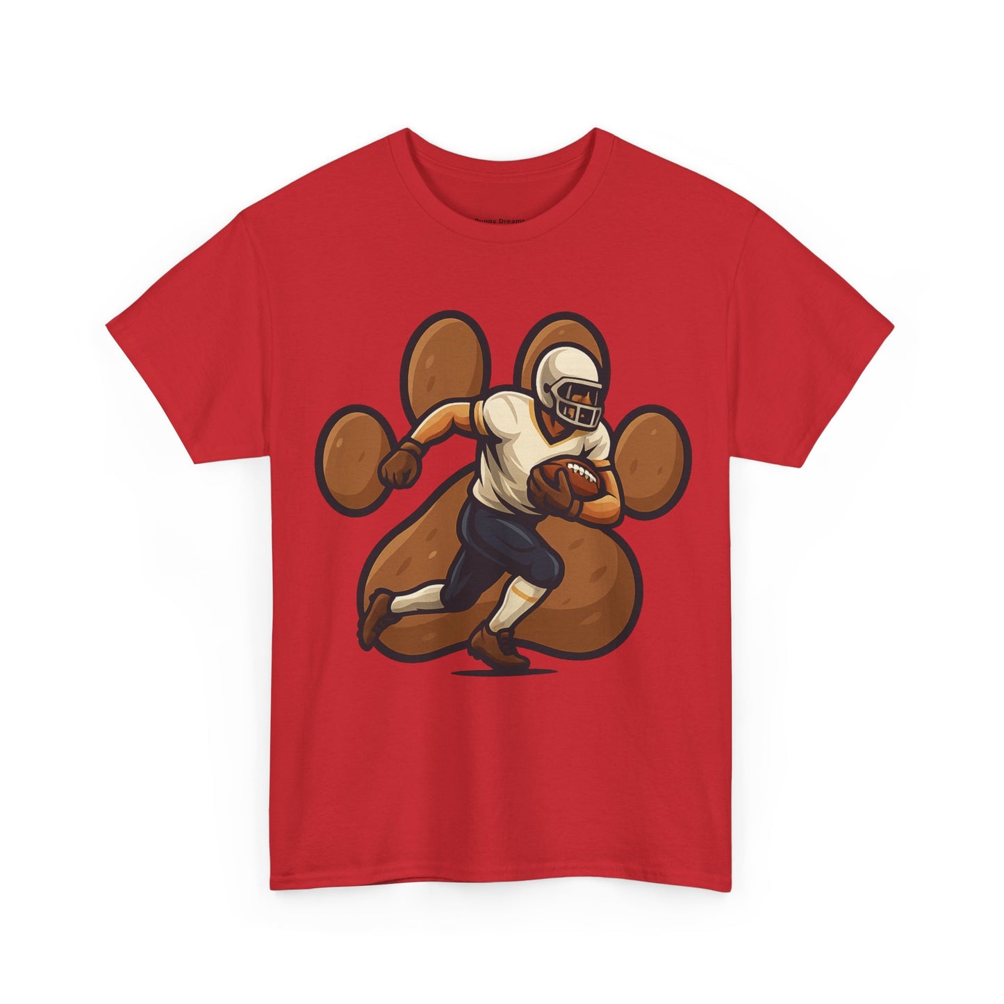 Football Paw Print Tee - Unisex Heavy Cotton T-Shirt, Sports Fan Gift, Game Day Apparel, Casual Wear, Team Spirit Tops