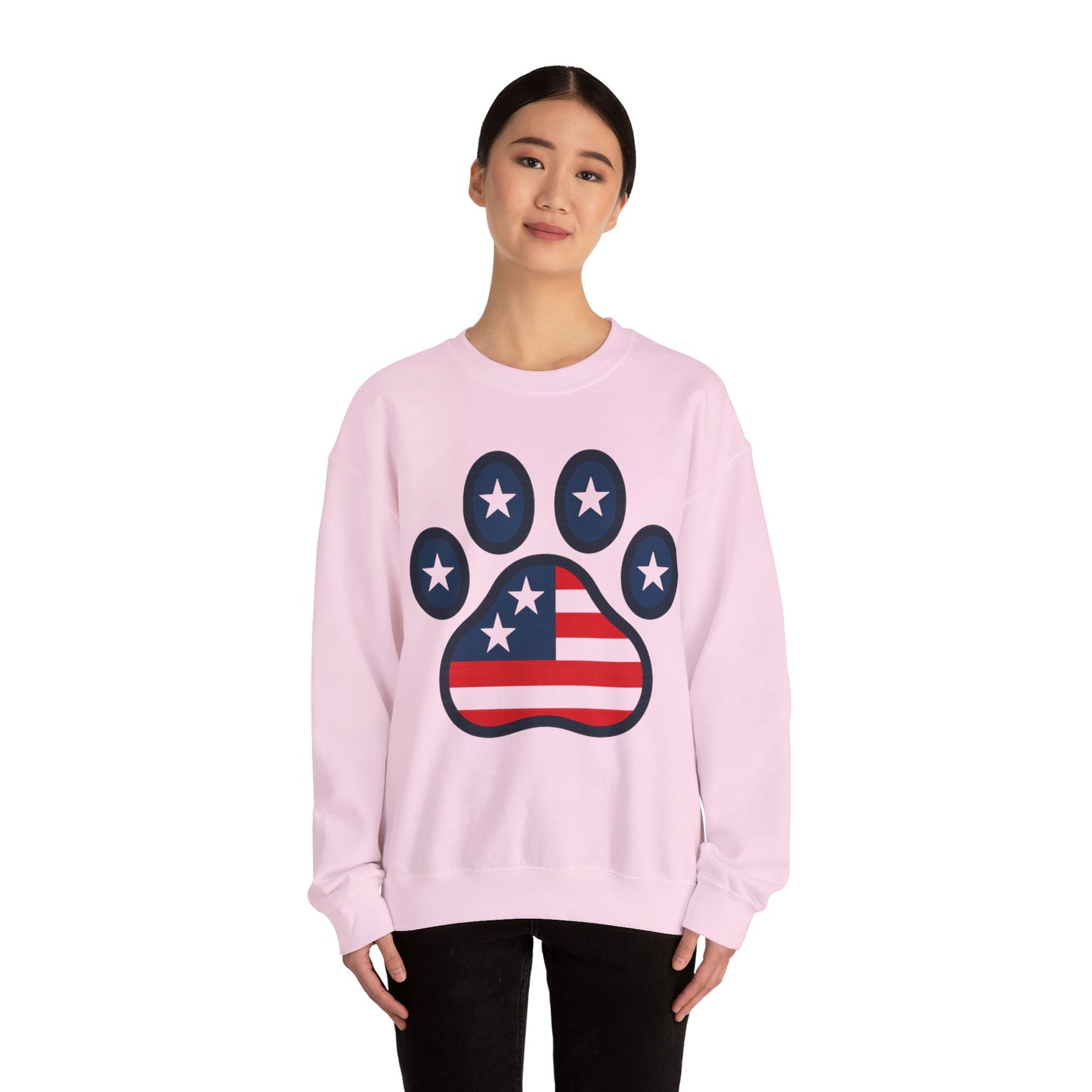 Patriotic Paw Print Crewneck Sweatshirt, Dog Lover Gift, USA Sweatshirt, Fourth of July Apparel, Animal Print Sweatshirt