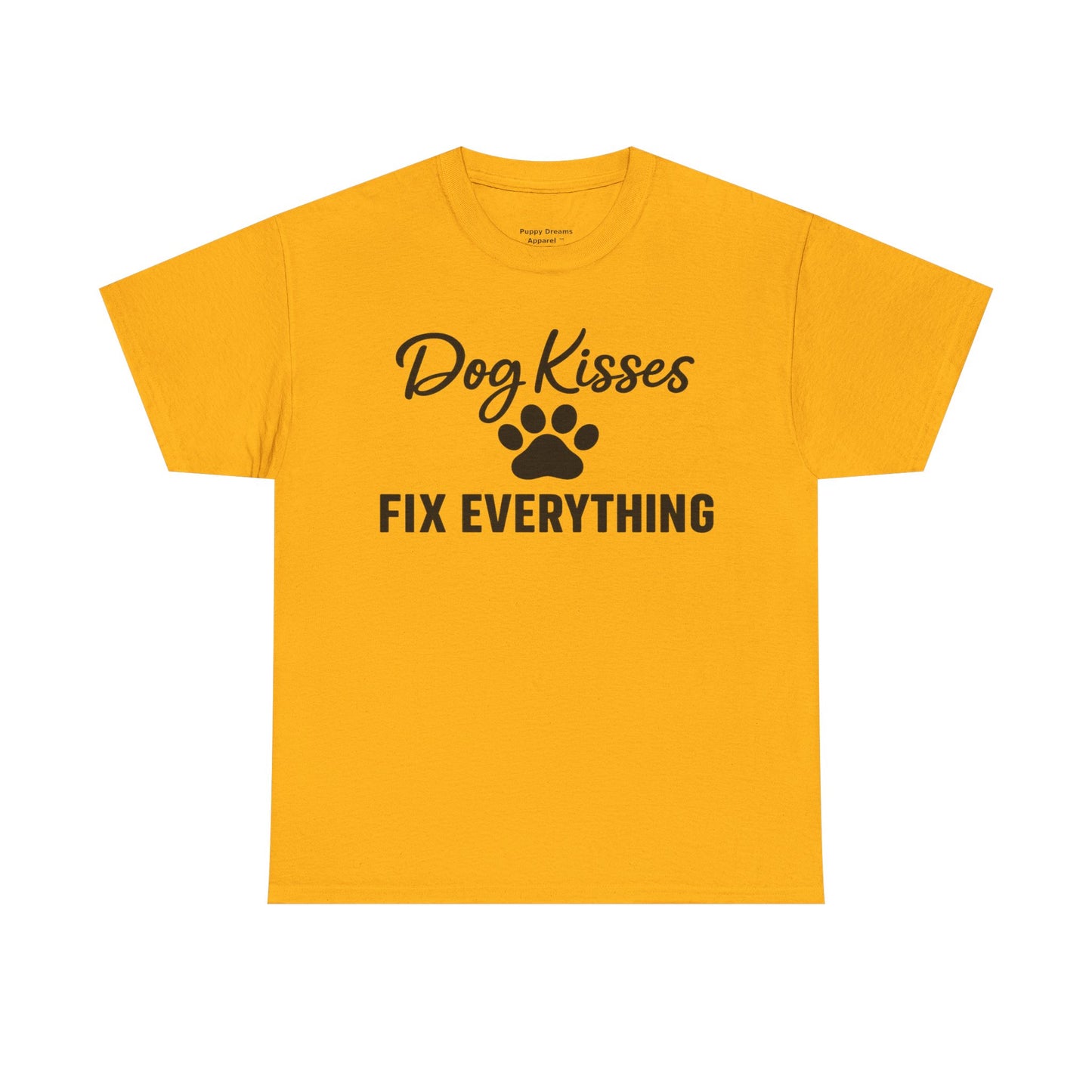 Dog Kisses Fix Everything Unisex Heavy Cotton Tee, Pet Lover Shirt, Gift for Dog Owners, Animal Rescue Supporter Tee, Casual Everyday Wear