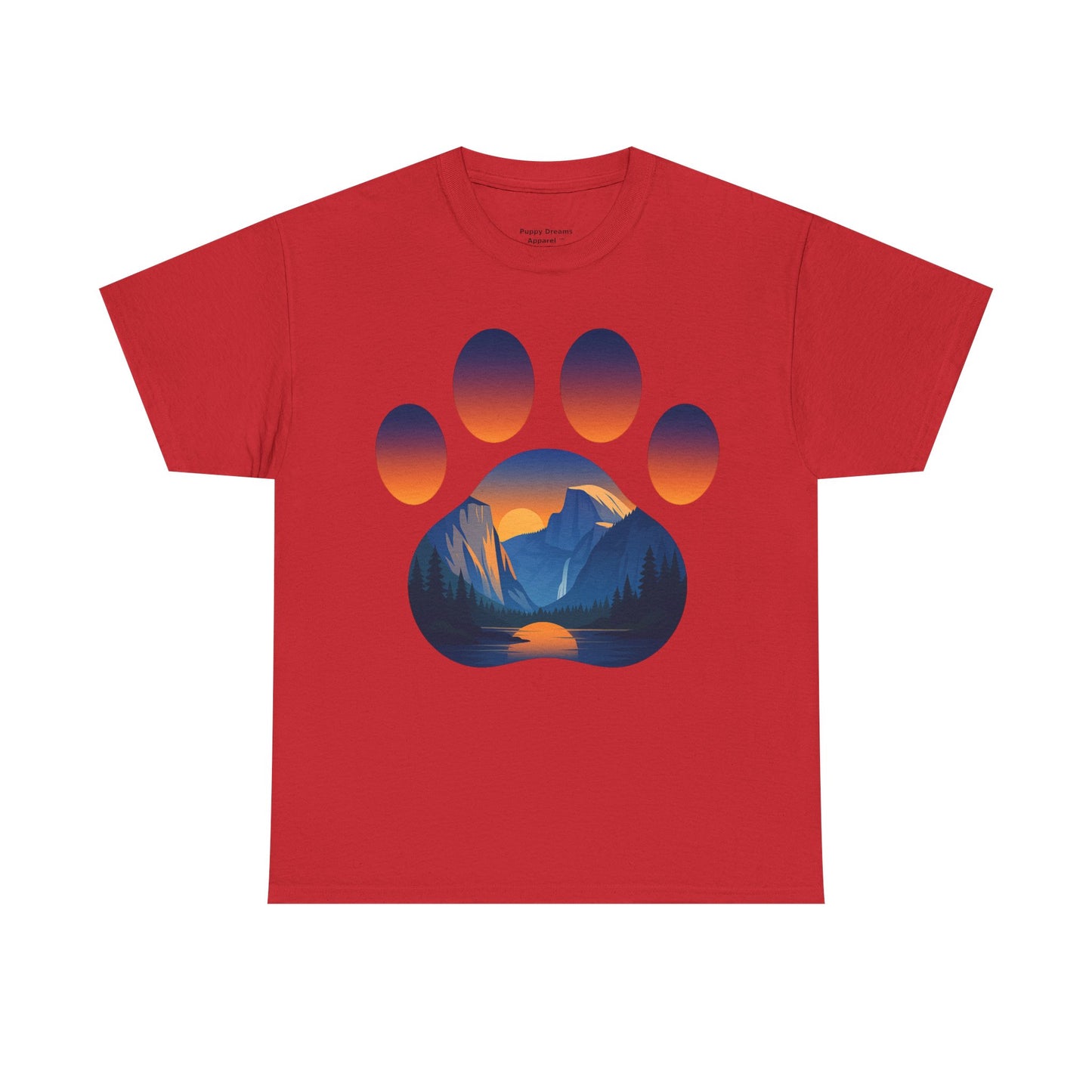 Mountain Sunset Paw Print Tee for Animal Lovers, Unisex Cotton Shirt, Gift for Pet Owners, Nature-Themed T-Shirt, Casual Wear