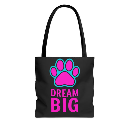 Dream Big Paw Print Tote Bag, Cute Dog Lover Gift, Pet Mom Accessory, Reusable Shopping Bag, Inspirational Dog Tote