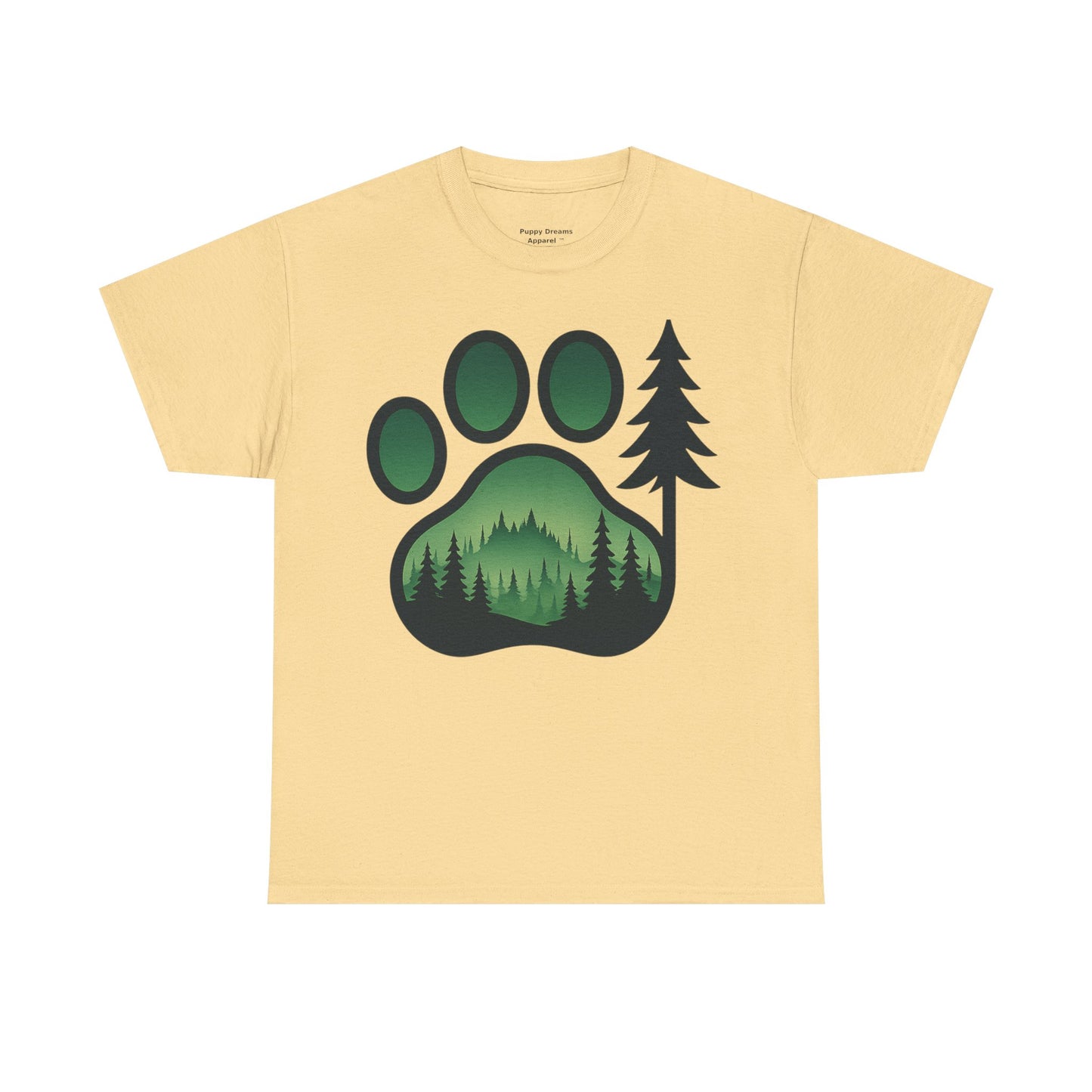 Eco-Friendly Unisex Cotton Tee with Forest and Paw Print Design, Nature Lover Gift, Animal Advocacy T-Shirt, Adventure Wear, Casual Outfit